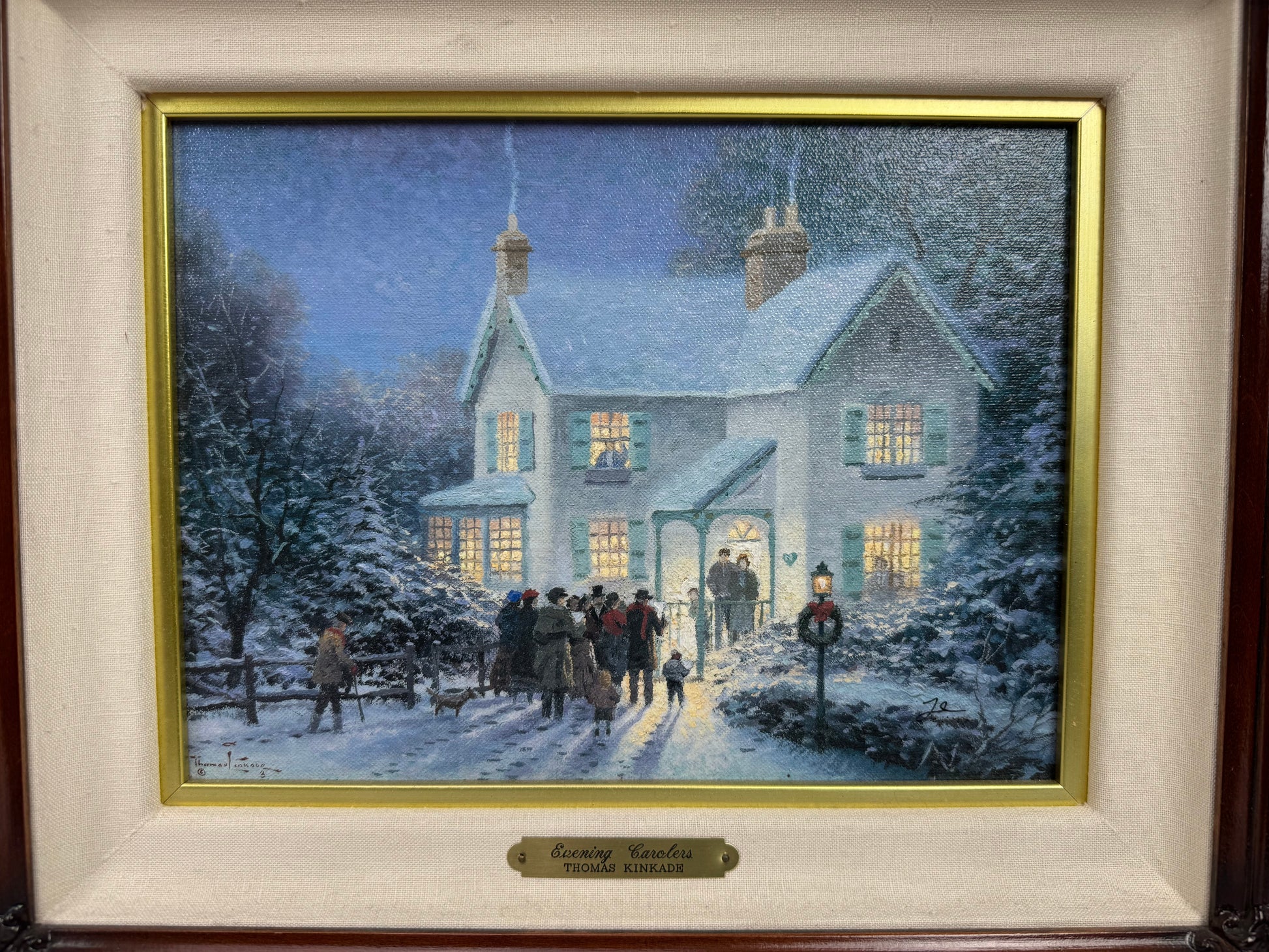 Thomas Kinkade Evening Carolers P/P Edition #16/100 Signed Framed Canvas Print