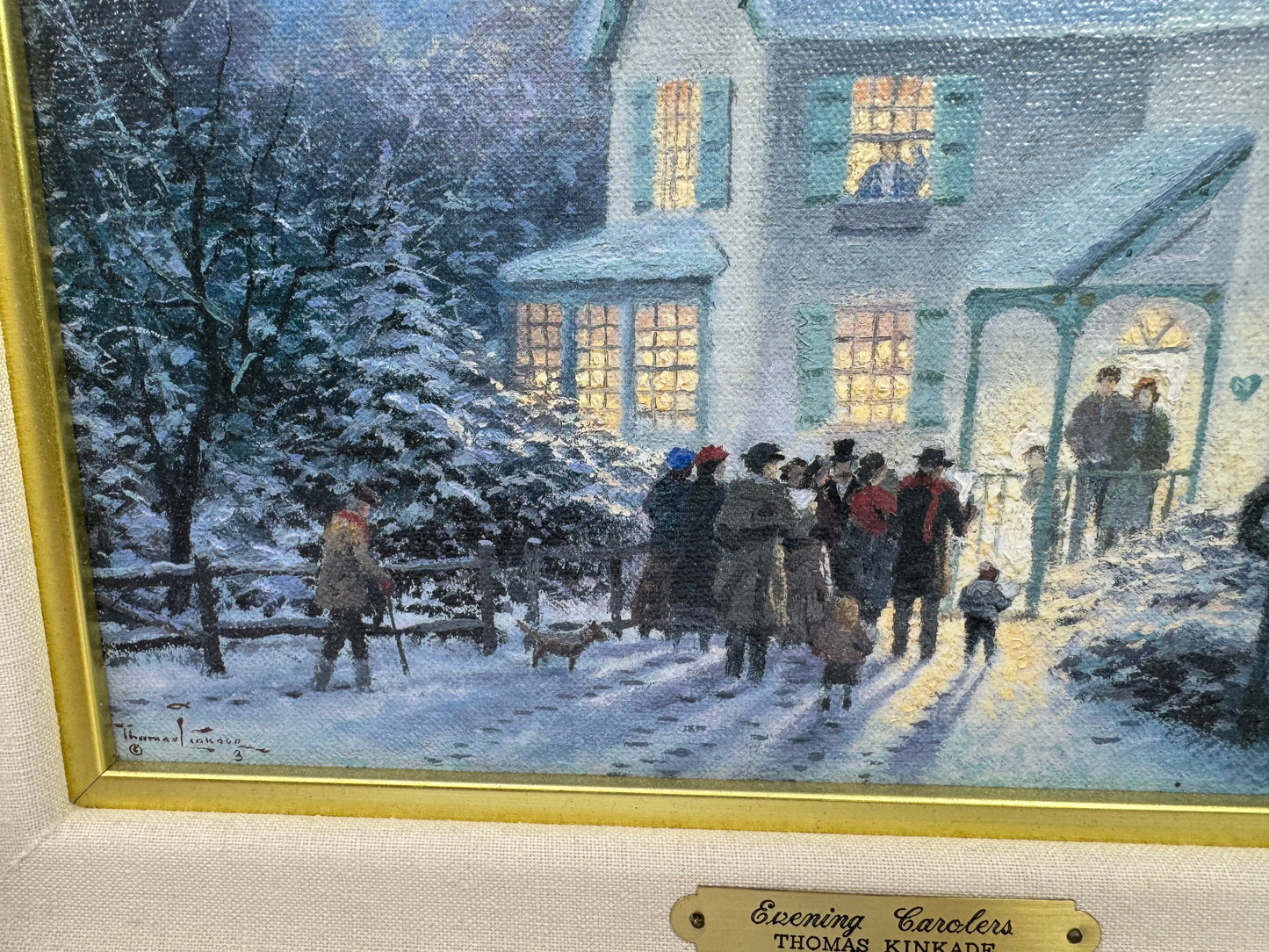 Thomas Kinkade Evening Carolers P/P Edition #16/100 Signed Framed Canvas Print