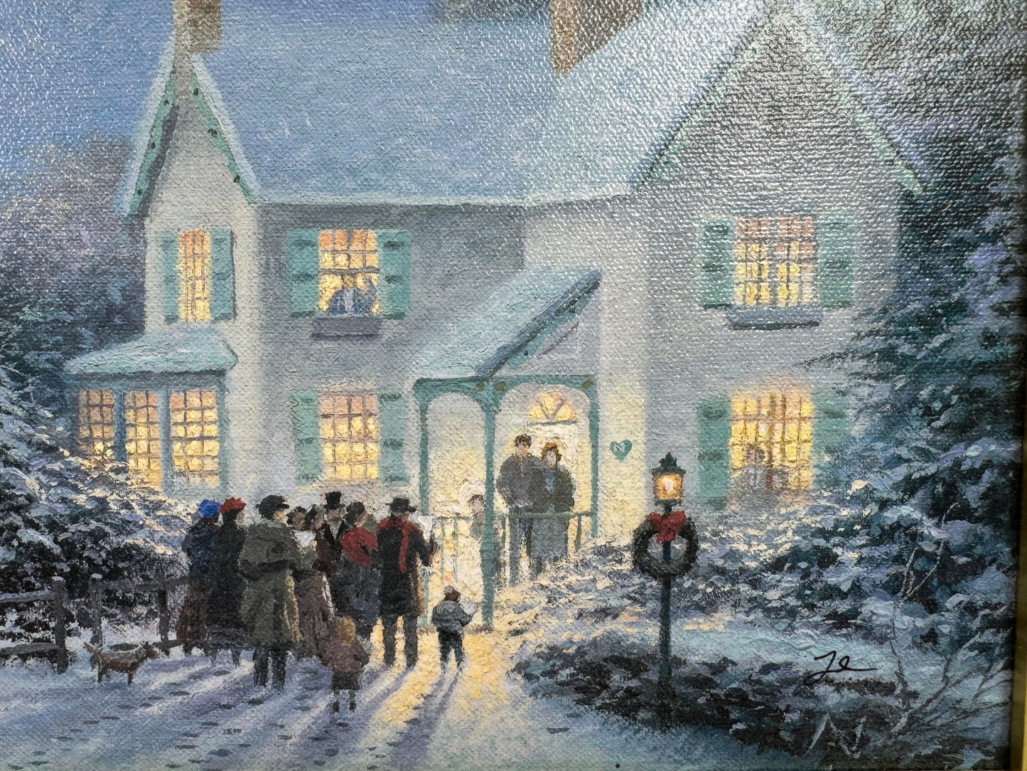 Thomas Kinkade Evening Carolers P/P Edition #16/100 Signed Framed Canvas Print