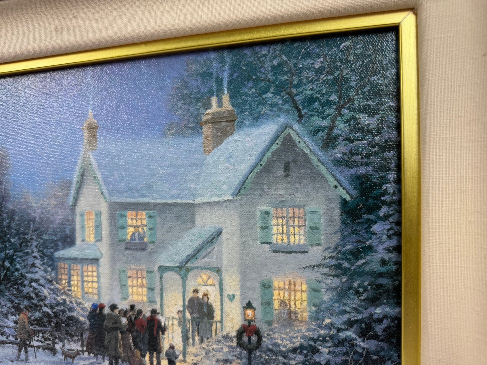 Thomas Kinkade Evening Carolers P/P Edition #16/100 Signed Framed Canvas Print