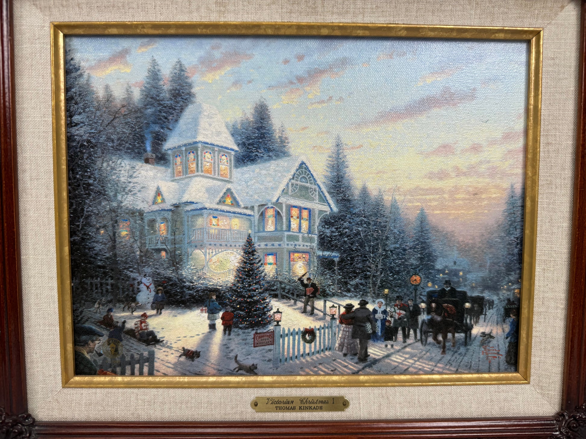 Thomas Kinkade Victorian Christmas I 1997 Ed 1 Signed Framed Canvas w/ COA