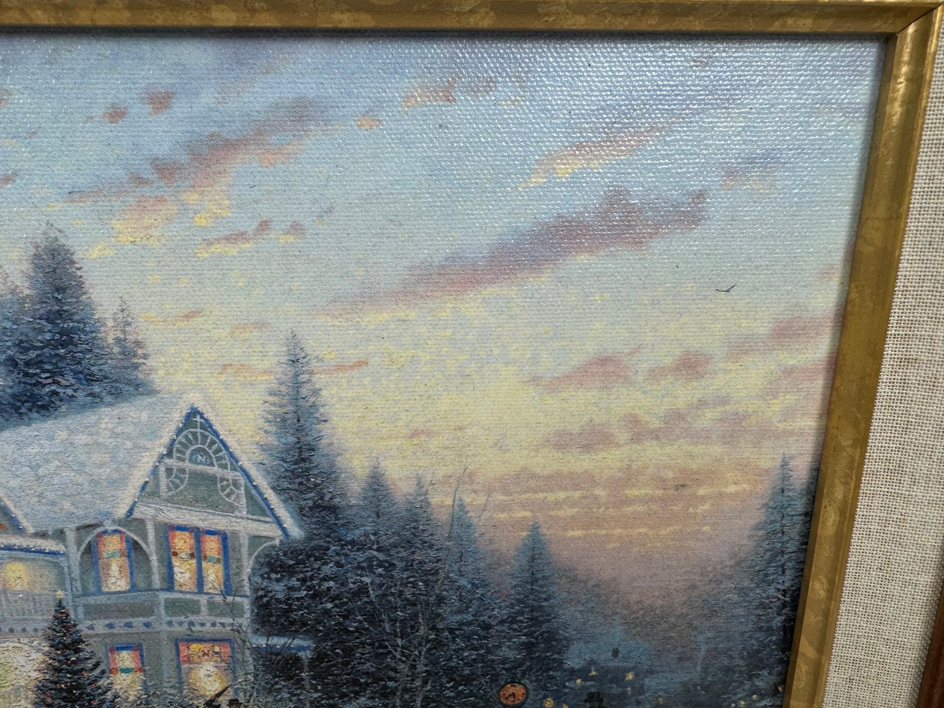 Thomas Kinkade Victorian Christmas I 1997 Ed 1 Signed Framed Canvas w/ COA