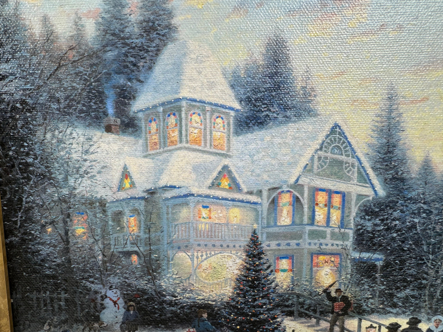 Thomas Kinkade Victorian Christmas I 1997 Ed 1 Signed Framed Canvas w/ COA