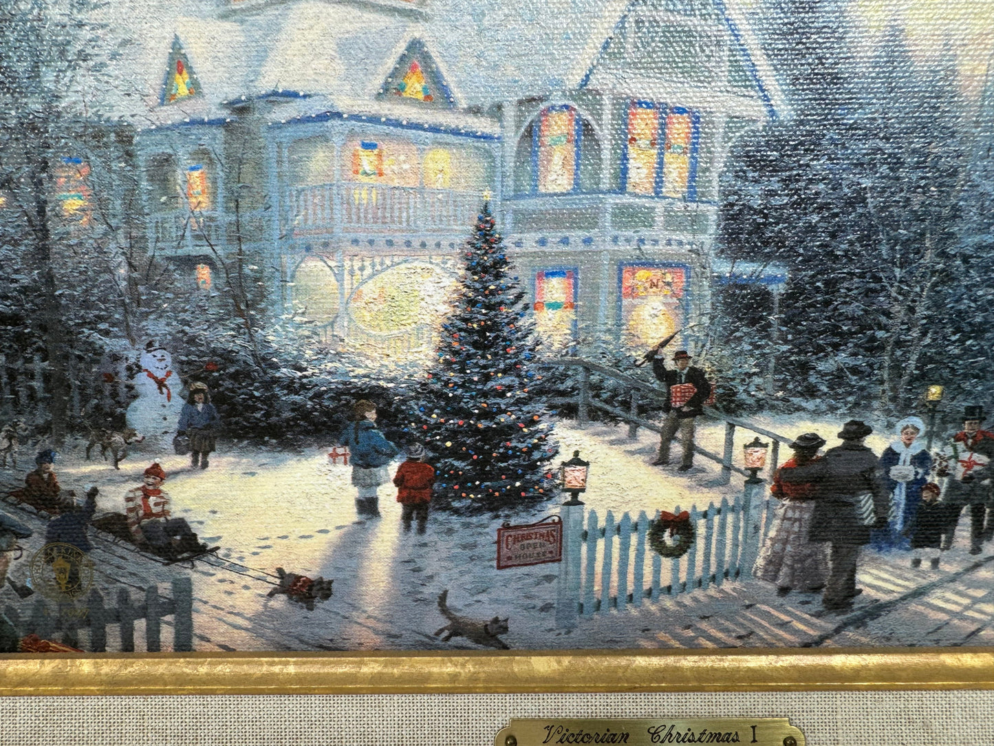 Thomas Kinkade Victorian Christmas I 1997 Ed 1 Signed Framed Canvas w/ COA