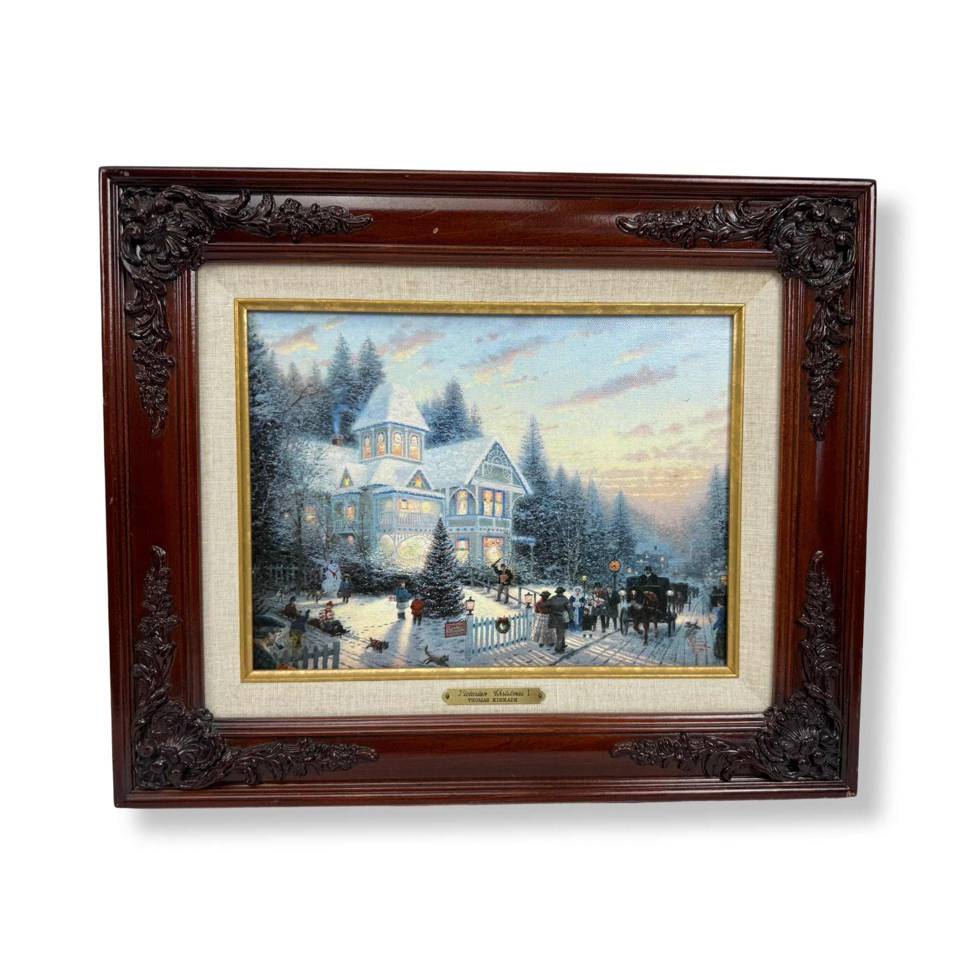 Thomas Kinkade Victorian Christmas I 1997 Ed 1 Signed Framed Canvas w/ COA