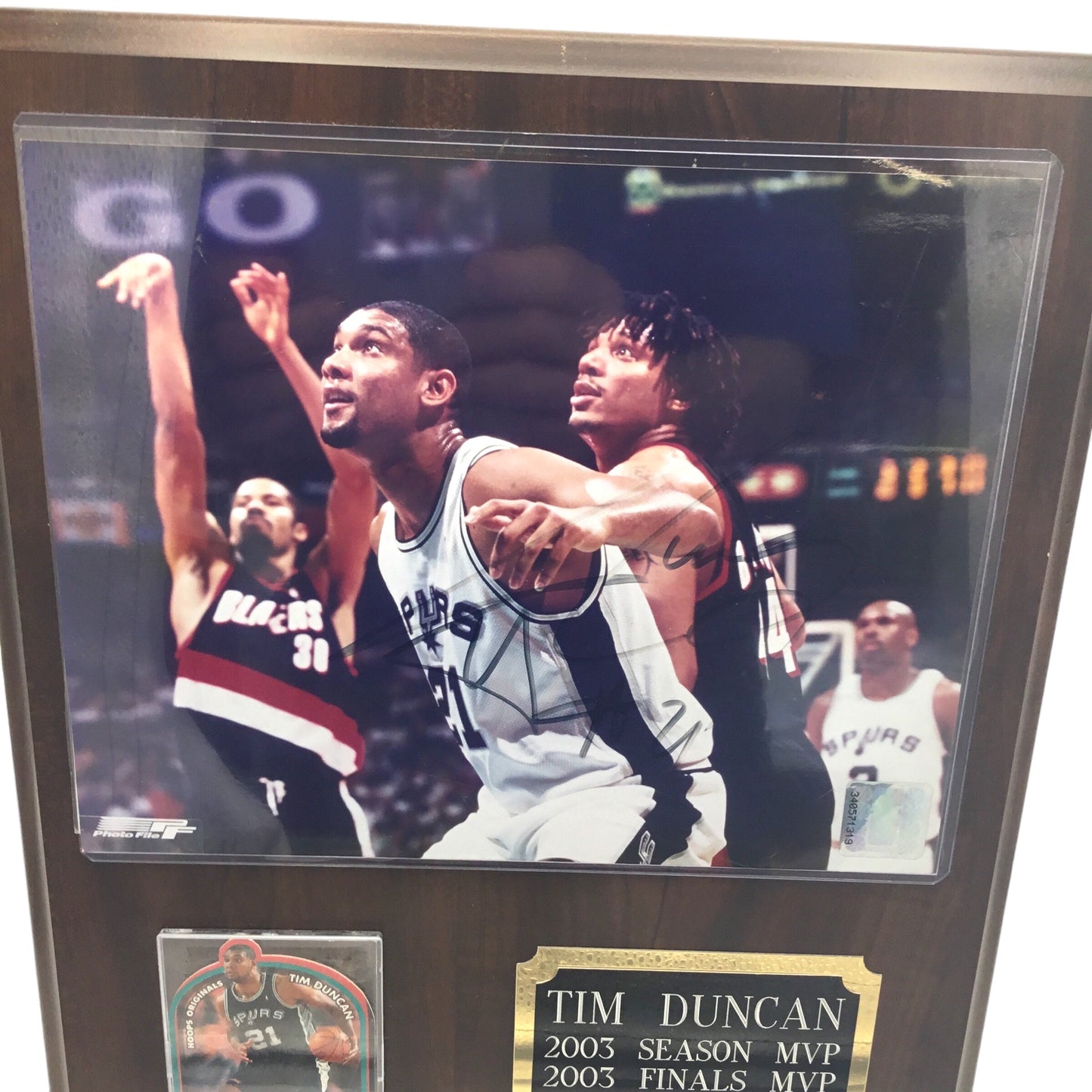 Tim Duncan MVP Autographed 8x10" Photo on Plaque with Sports Card