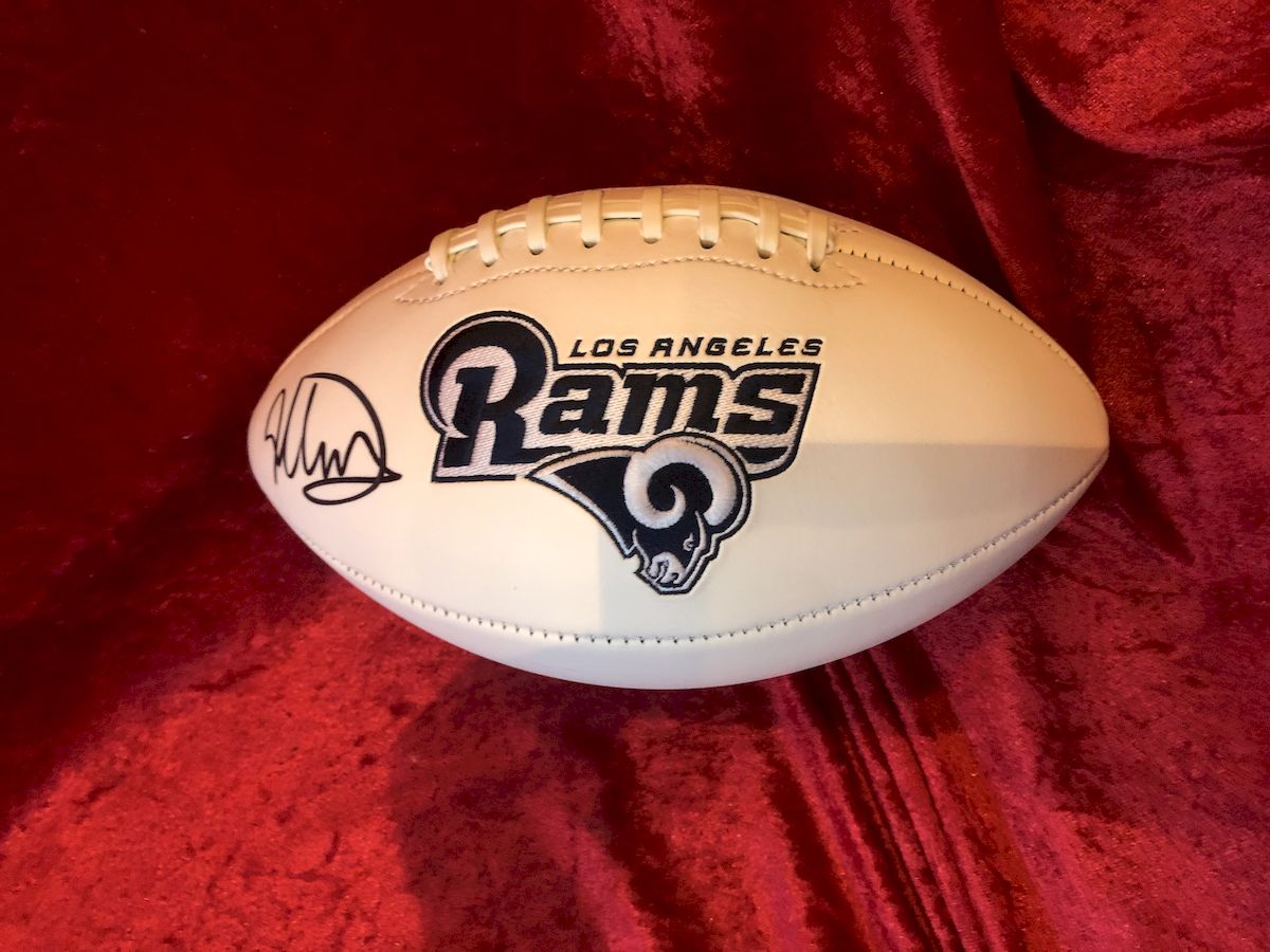 Todd Gurley Los Angeles Rams Autographed Football & Action Figure in Shadowbox