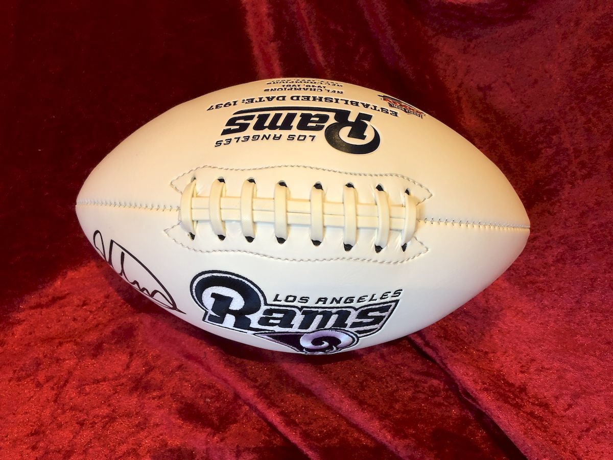 Todd Gurley Los Angeles Rams Autographed Football & Action Figure in Shadowbox
