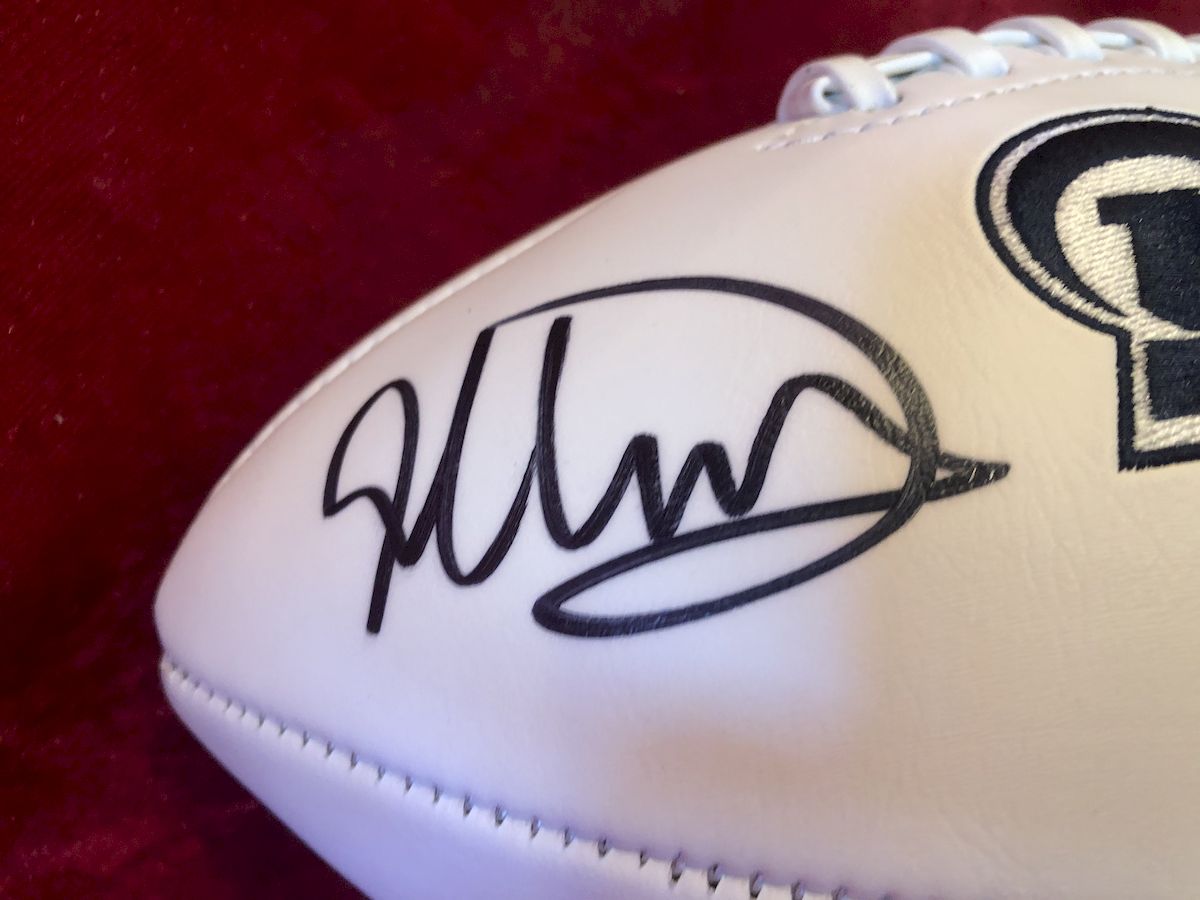 Todd Gurley Los Angeles Rams Autographed Football & Action Figure in Shadowbox