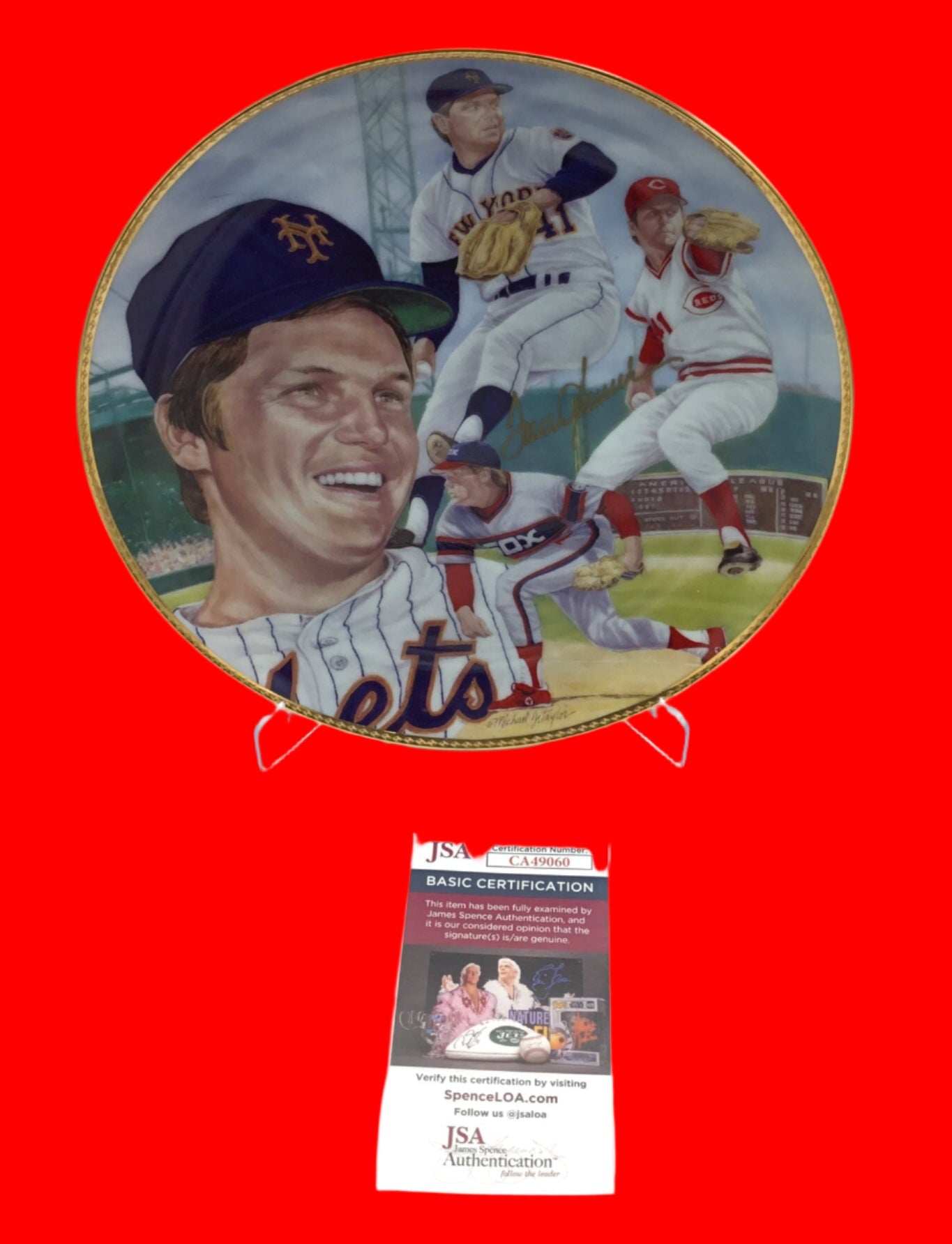 Tom Seaver 41 The Franchise Autographed JSA Certified Gartlan Plate #938