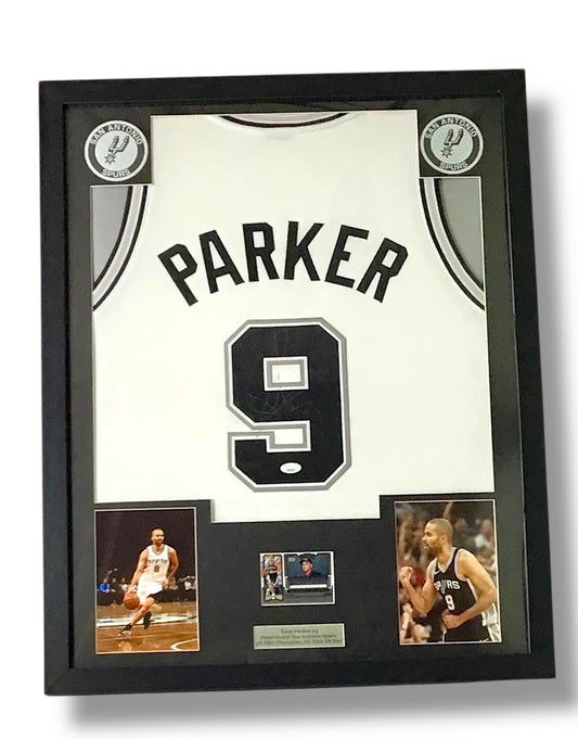 Tony Parker Framed Authentic NBA Signed Autographed Jersey w/ JSA Cert.