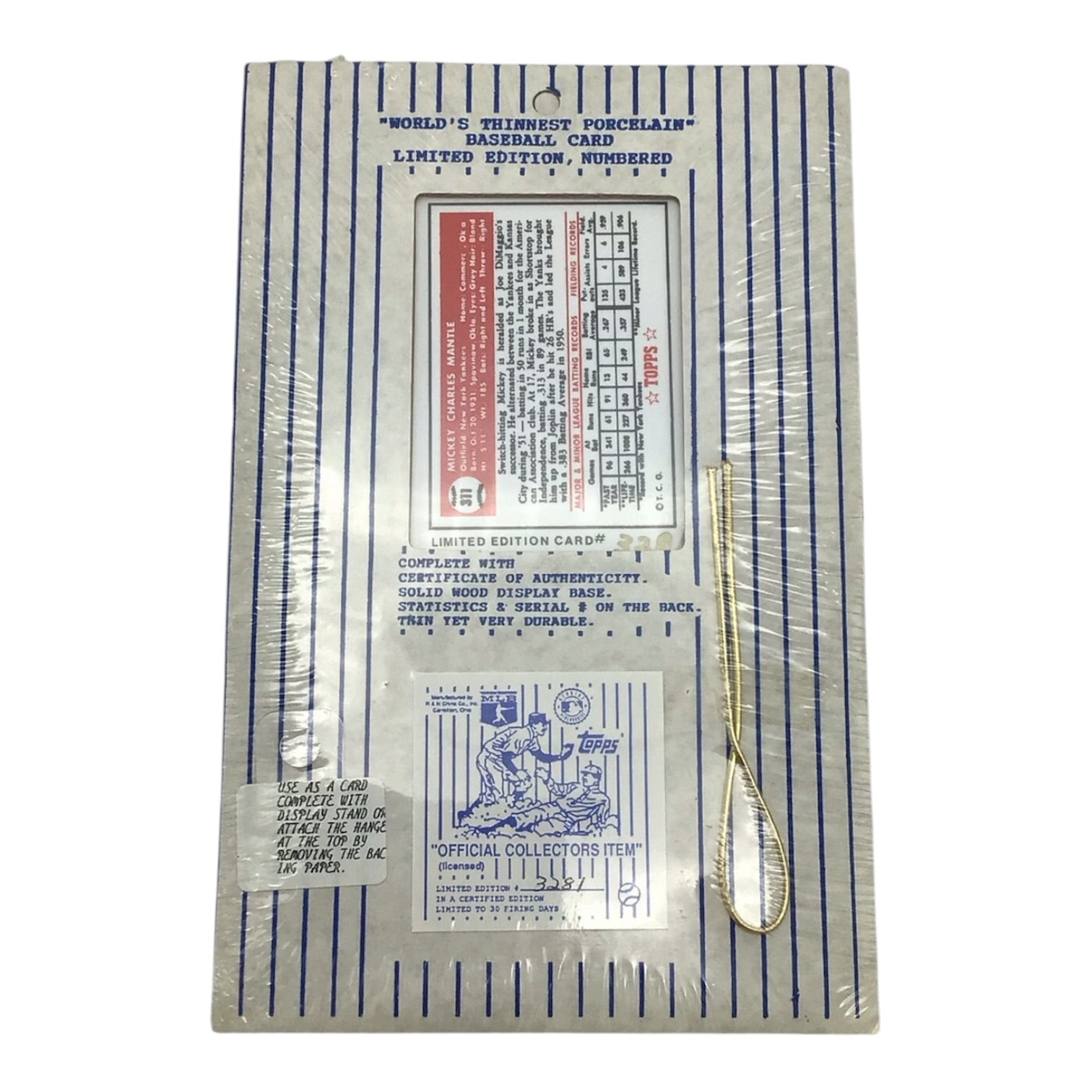 Topps Mickey Mantle World's Thinnest Porcelain Baseball Card Limited Edition