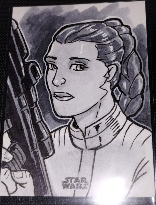 Topps Star Wars Sketch Card of Princess Leia, Signed by the artist