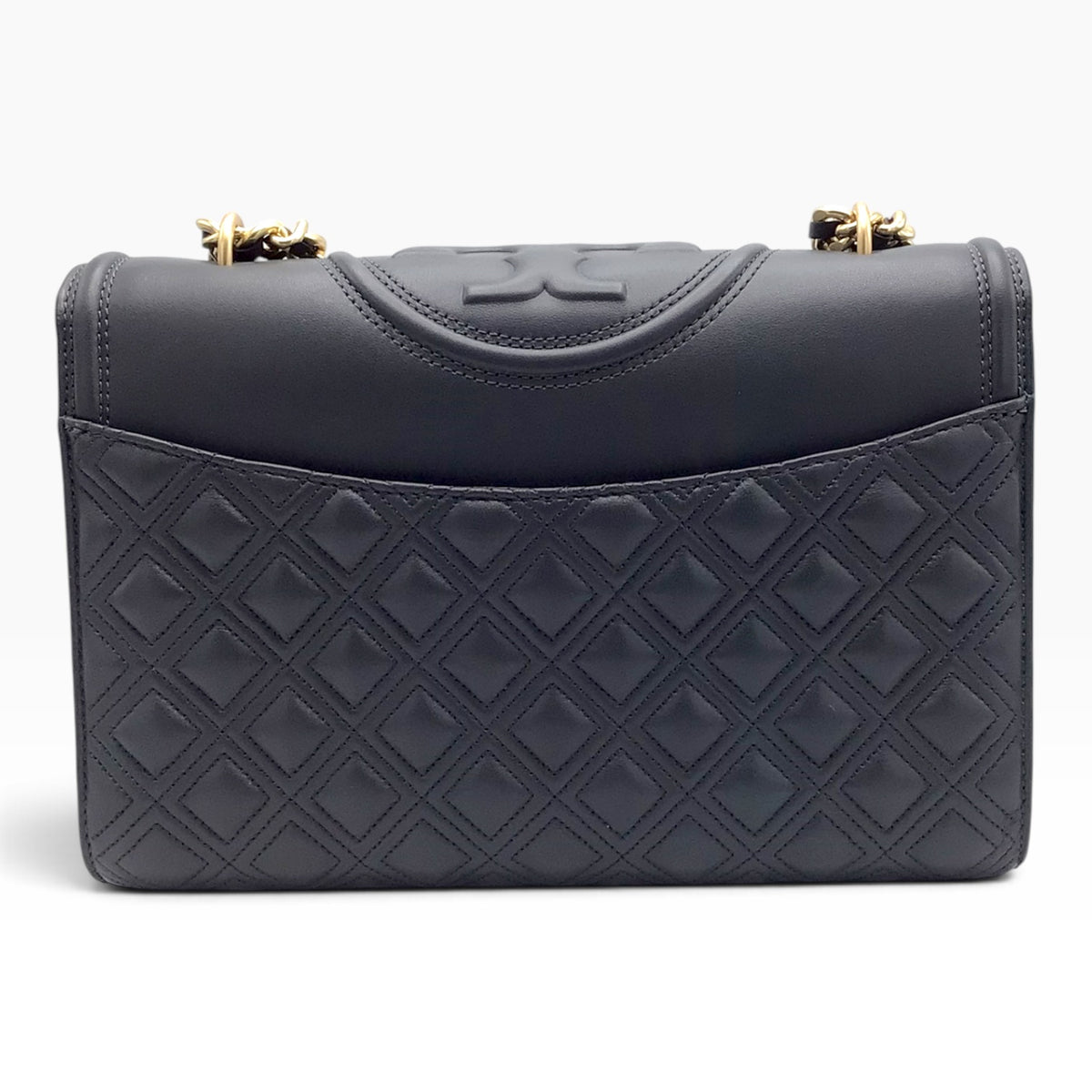 Tory Burch Fleming Overcast Dark Gray Quilted Leather Crossbody Shoulder Bag – Silver Maple 43833 - Gold-Tone Hardware