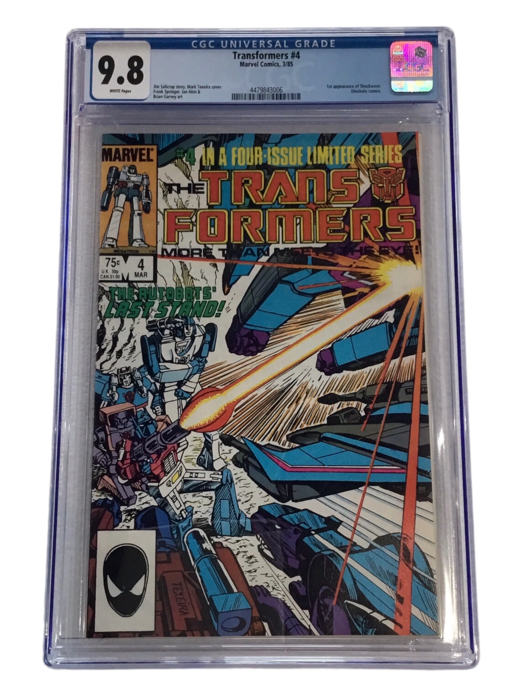 Transformers #4 (1985) - CGC 9.8 - Final Issue, 1st Appearance of Shockwave, Featuring the Dinobots!