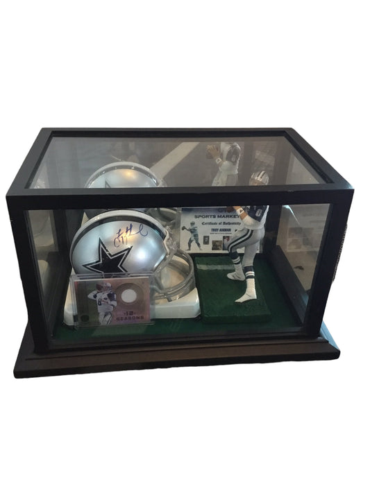 Troy Aikman Cowboys Certified Authentic Autographed Mini-helmet Shadowbox