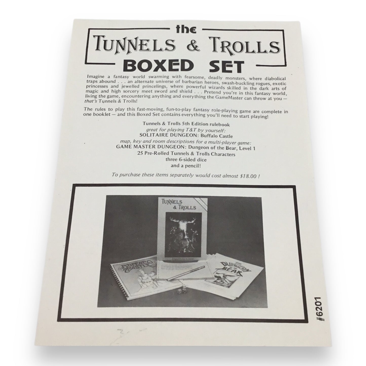 Tunnels & Trolls 5th Printing 1980 - Role Playing Game