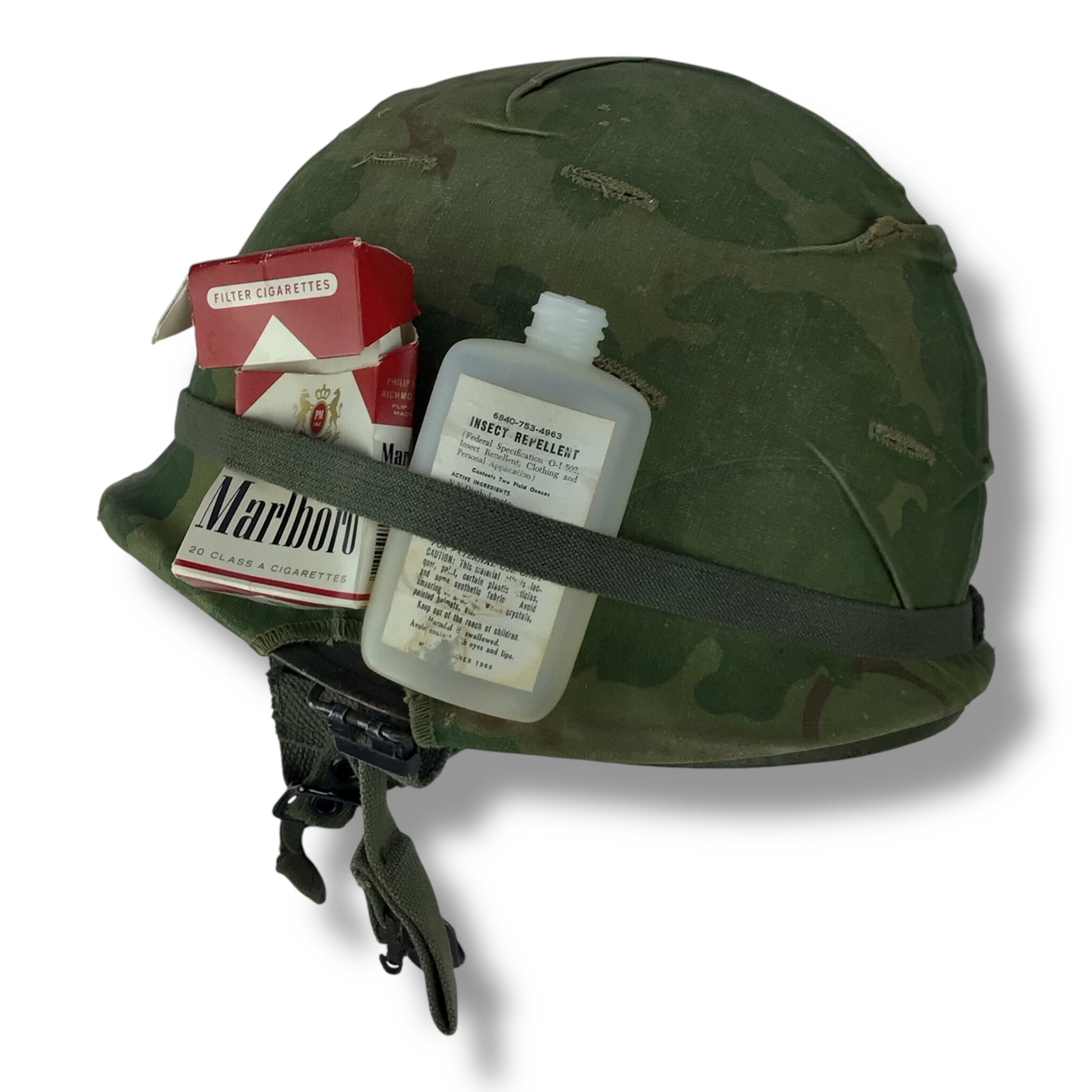 US Vietnam War Paratrooper Helmet with Shell, Band, and Accouterments