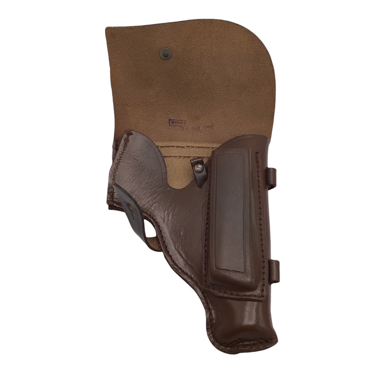 USSR/Russian Military Soviet Army Makarov PM Pistol Belt Holster – 1985 Brown Leather with Safety Strap Lanyard