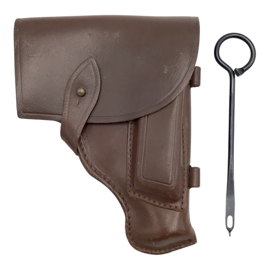 USSR\Russian Military Soviet Army Makarov PM Pistol Belt Holster – Brown Leather with Cleaning Rod