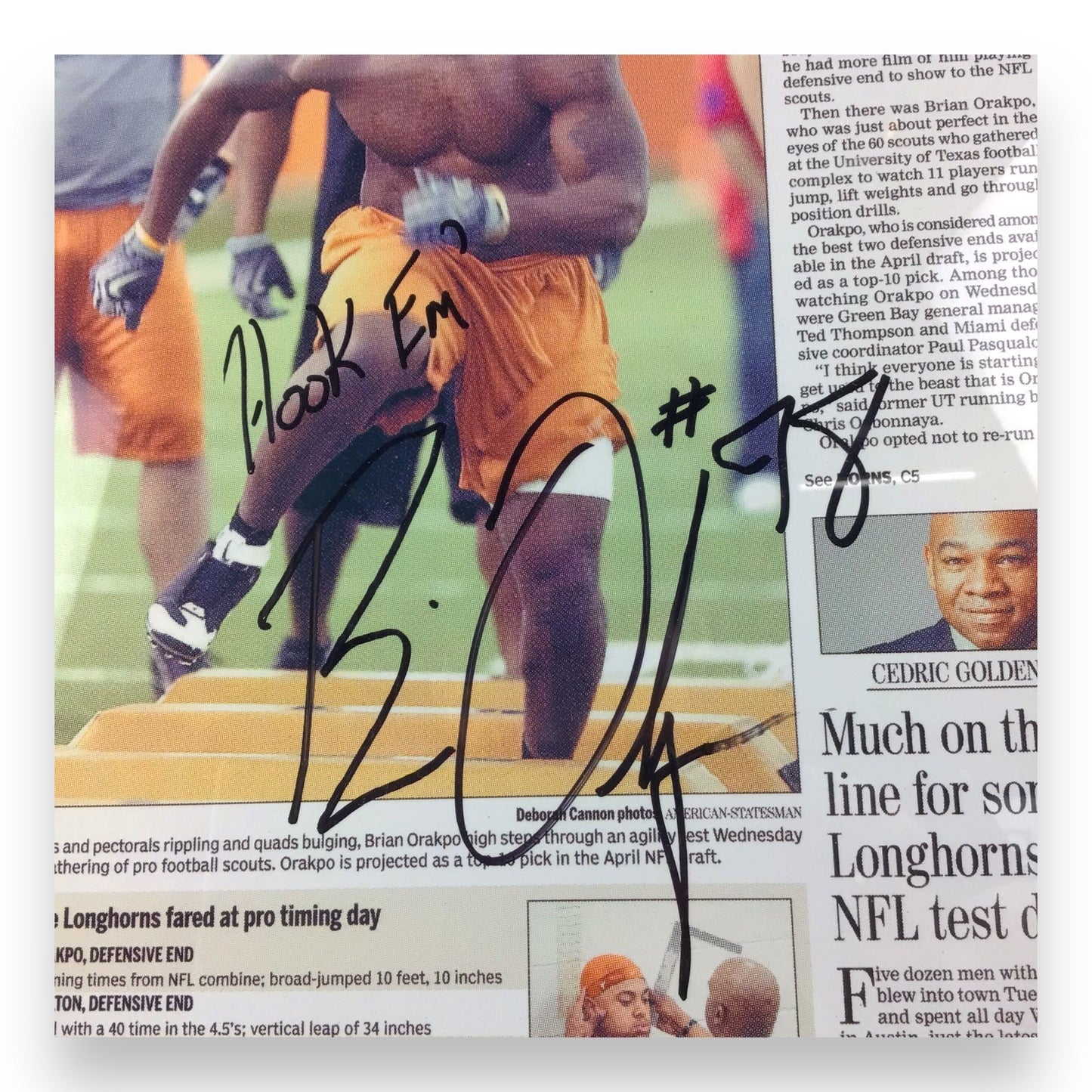 UT Newspaper Article Signed by Texas Longhorns Legend Brian Orakpo