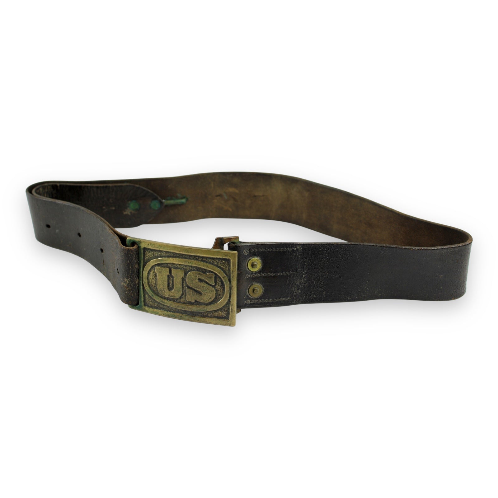 U.S. 19th Century Military Brass Buckle with Original Leather Belt