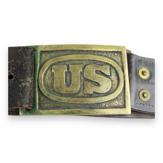 U.S. 19th Century Military Brass Buckle with Original Leather Belt