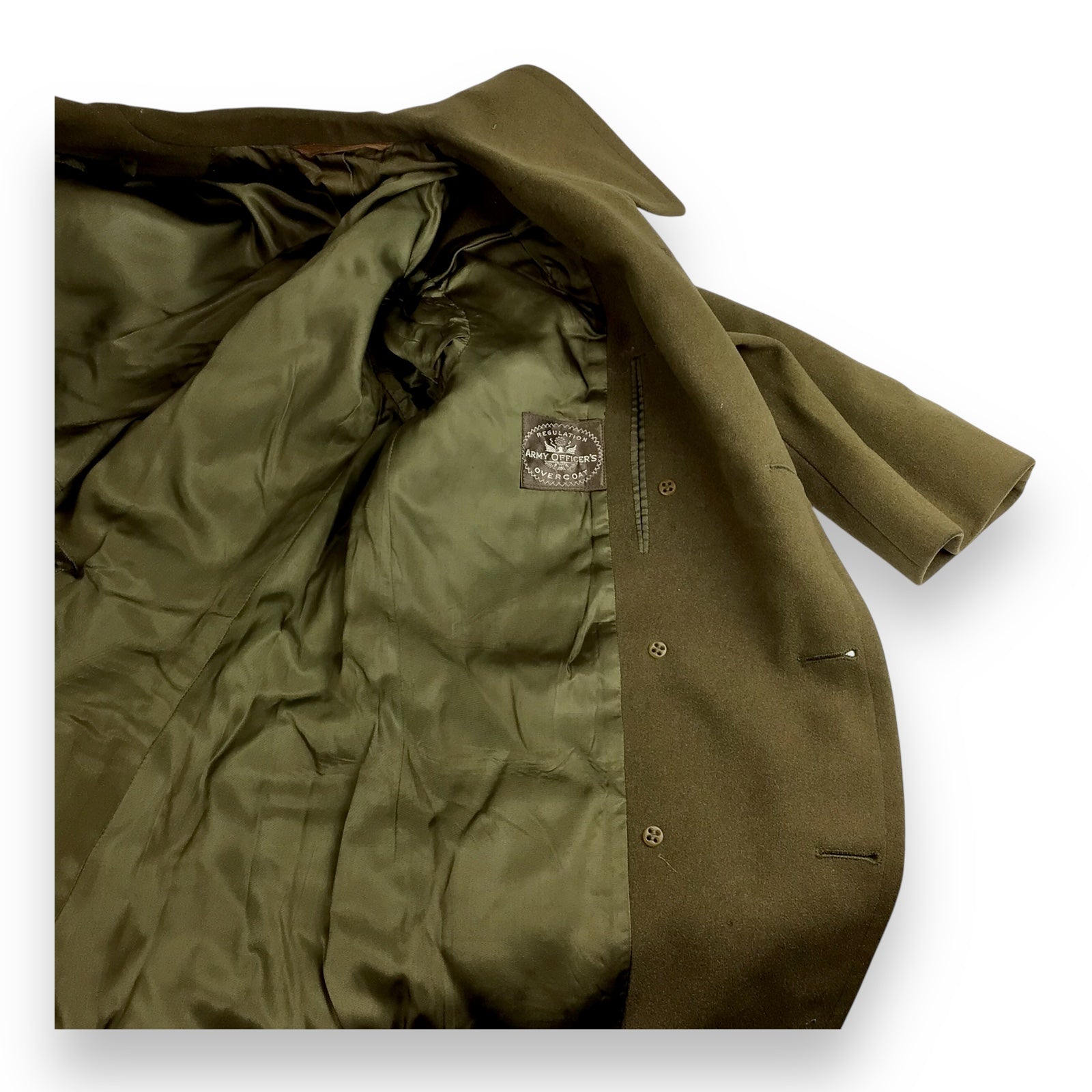 U.S. Army Officer’s WWII-Era Olive Wool Overcoat – Double-Breasted Melton