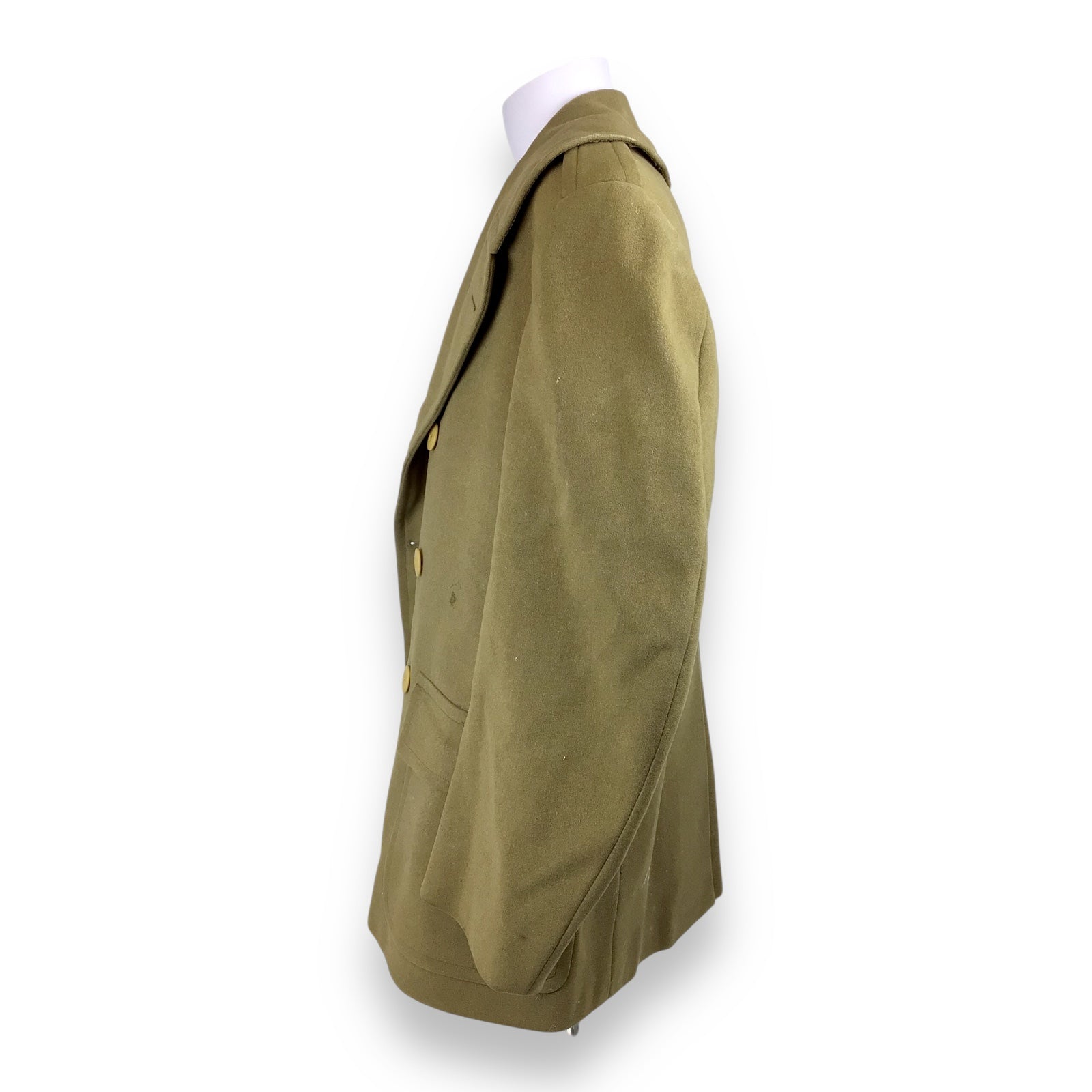 U.S. Army Officer’s WWII-Era Olive Wool Overcoat – Double-Breasted Melton