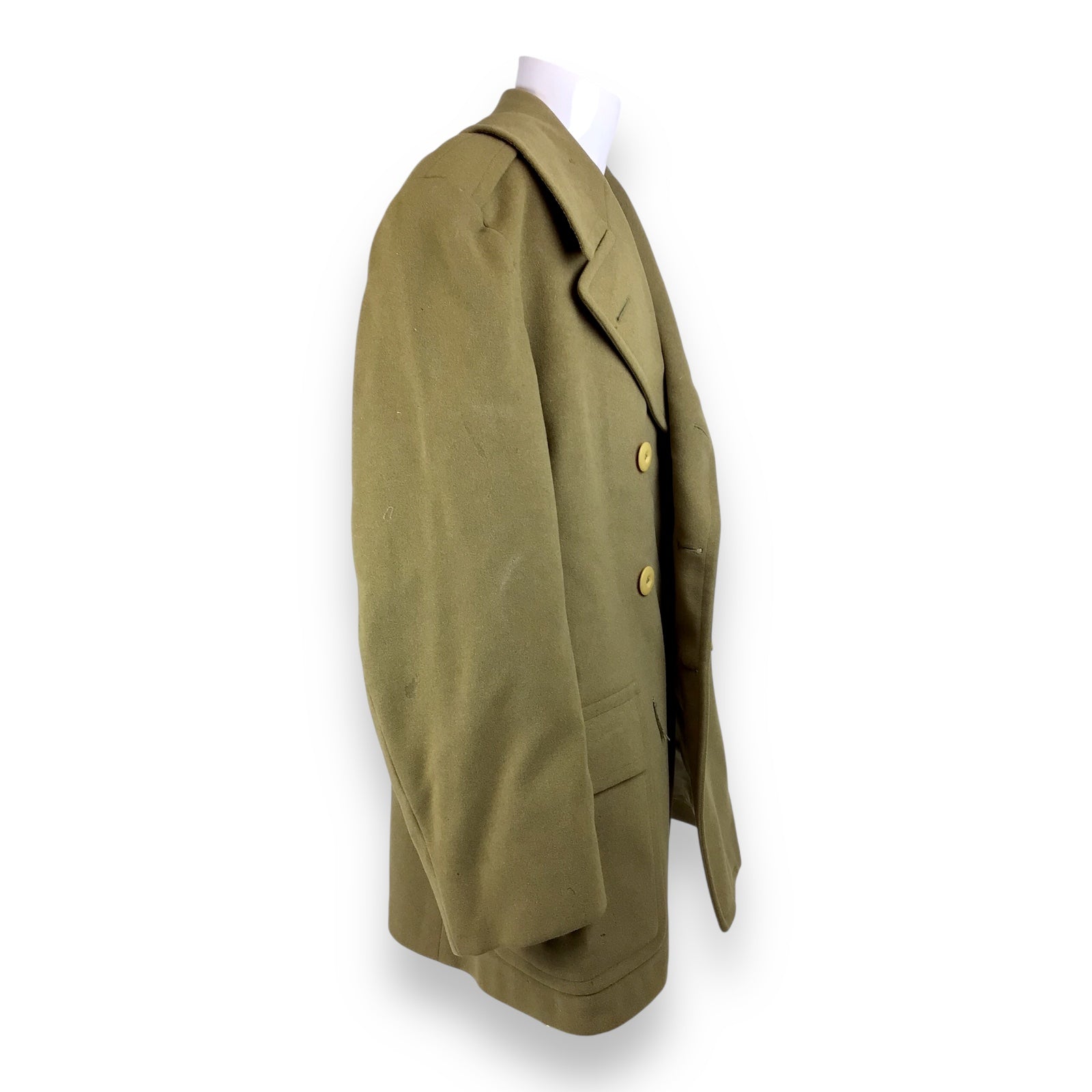 U.S. Army Officer’s WWII-Era Olive Wool Overcoat – Double-Breasted Melton