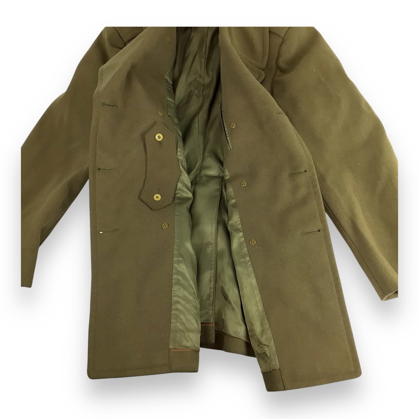 U.S. Army Officer’s WWII-Era Olive Wool Overcoat – Double-Breasted Melton