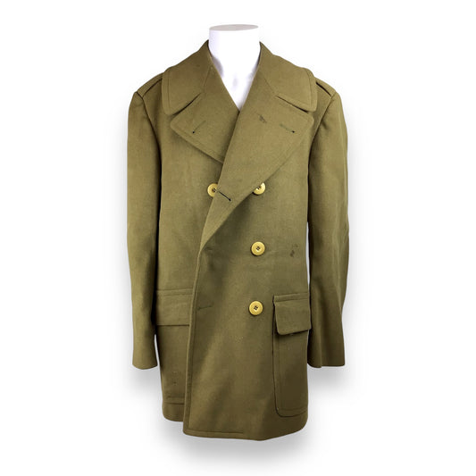 U.S. Army Officer’s WWII-Era Olive Wool Overcoat – Double-Breasted Melton