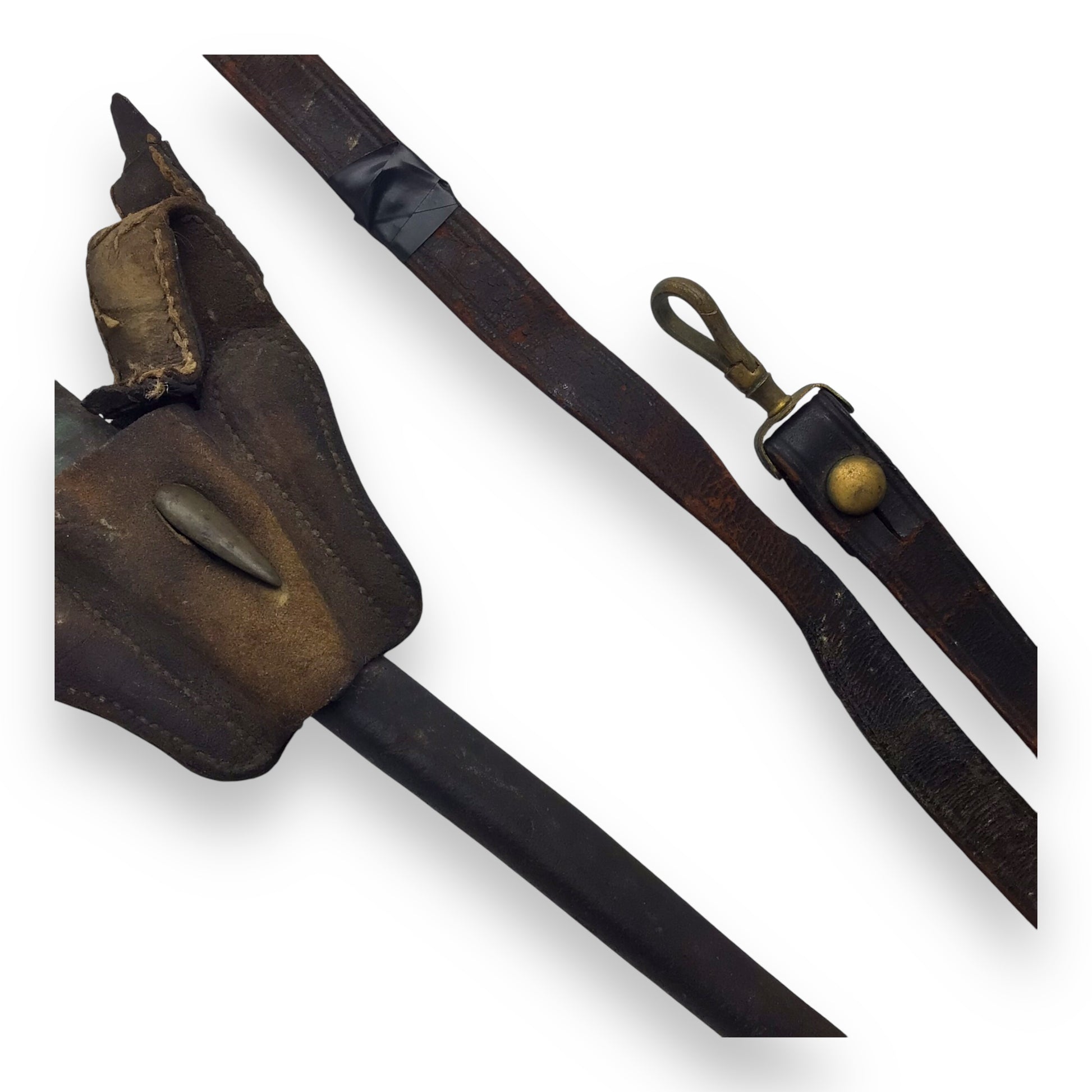 U.S. Civil War Bayonet w/ Holster & Rare Leather Belt Hanger – 19th Century