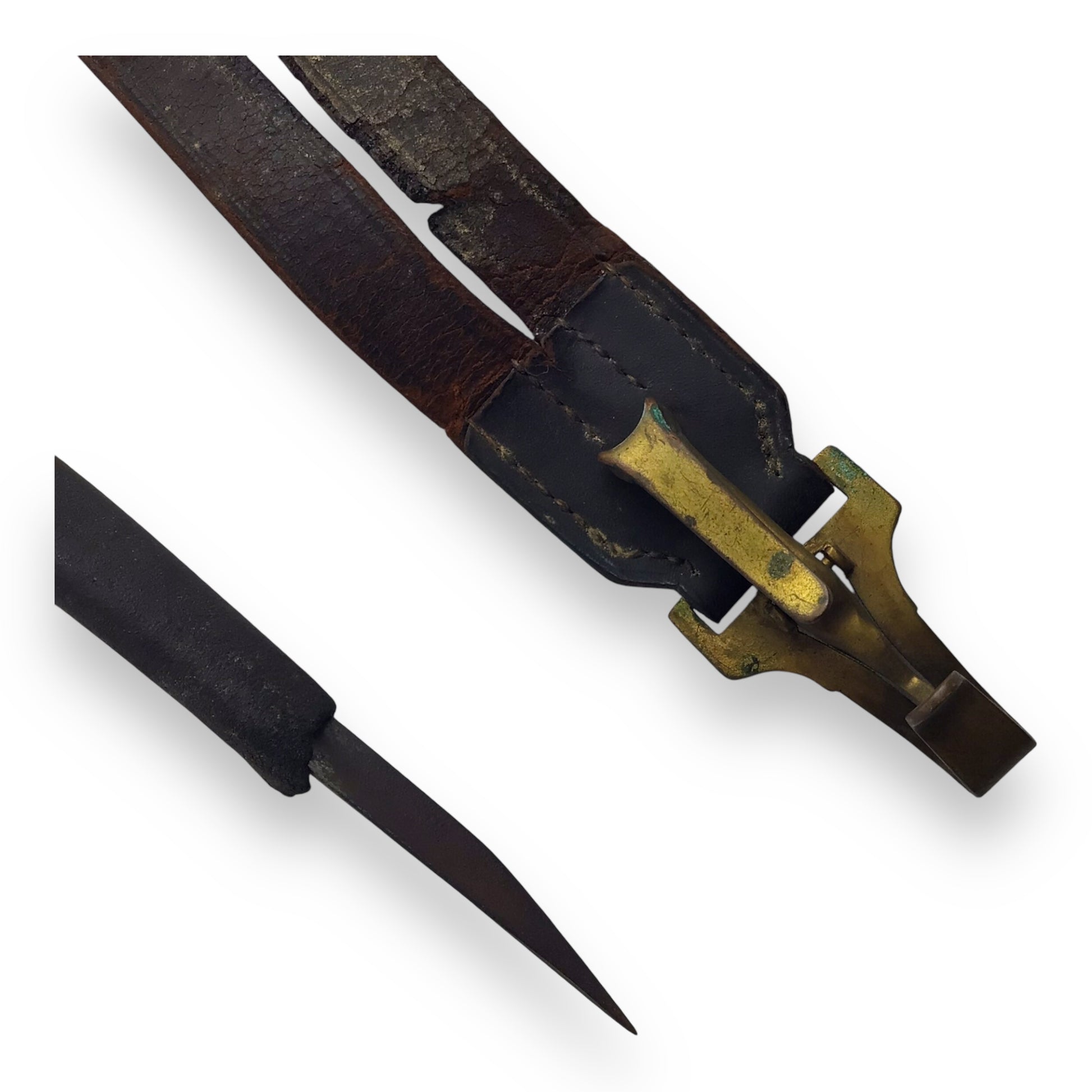 U.S. Civil War Bayonet w/ Holster & Rare Leather Belt Hanger – 19th Century
