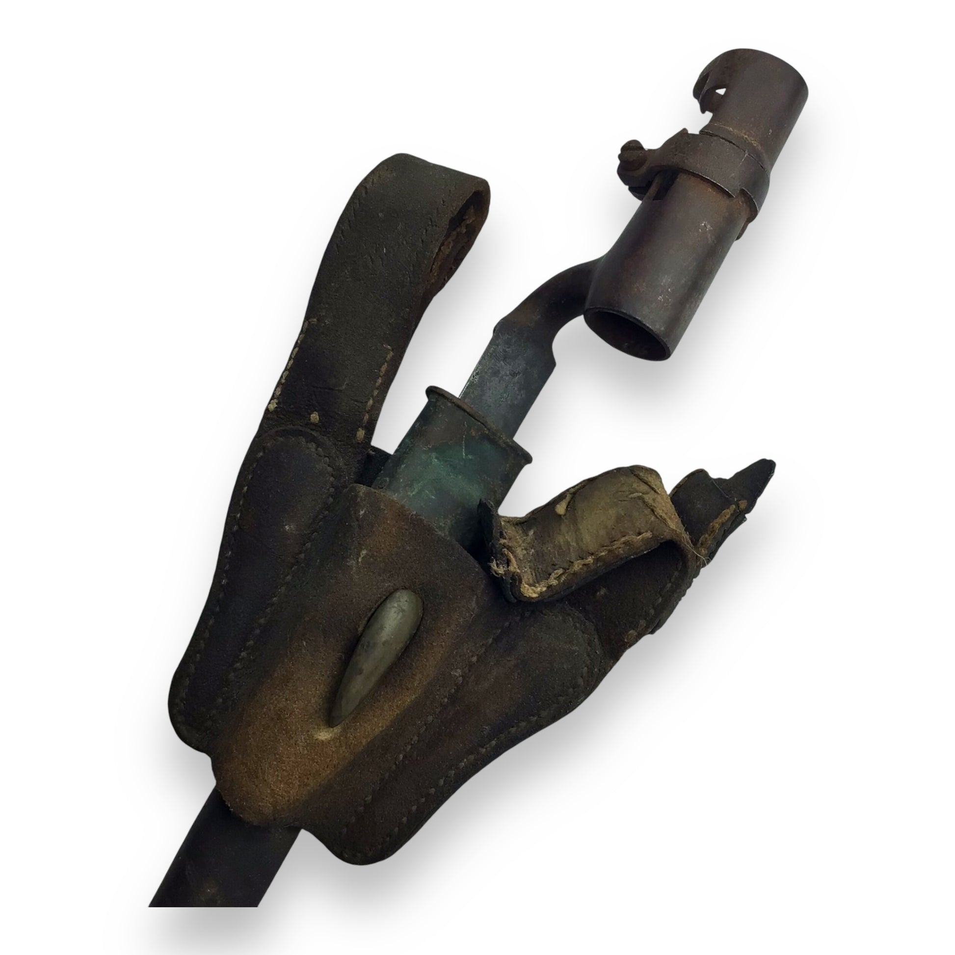 U.S. Civil War Bayonet w/ Holster & Rare Leather Belt Hanger – 19th Century