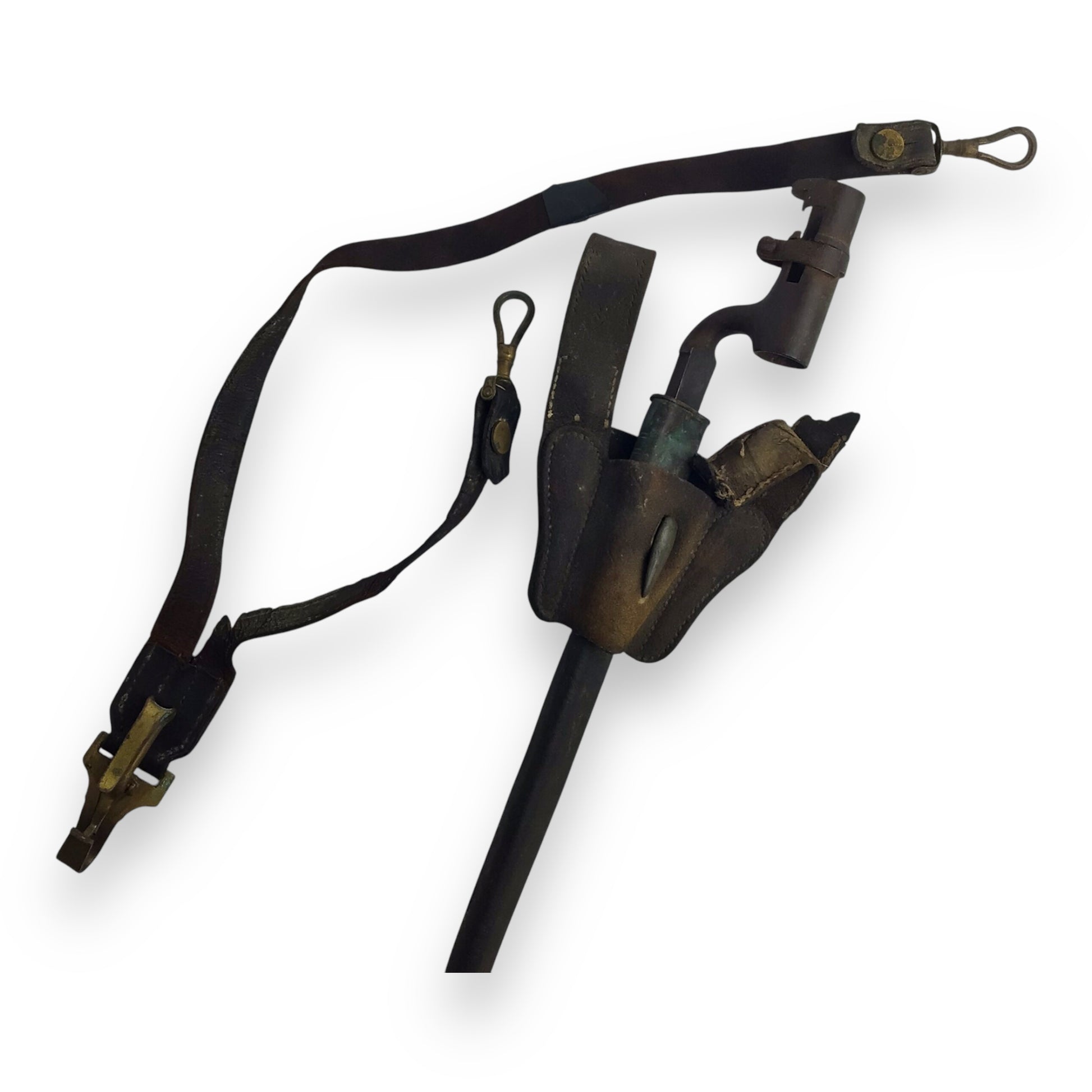 U.S. Civil War Bayonet w/ Holster & Rare Leather Belt Hanger – 19th Century