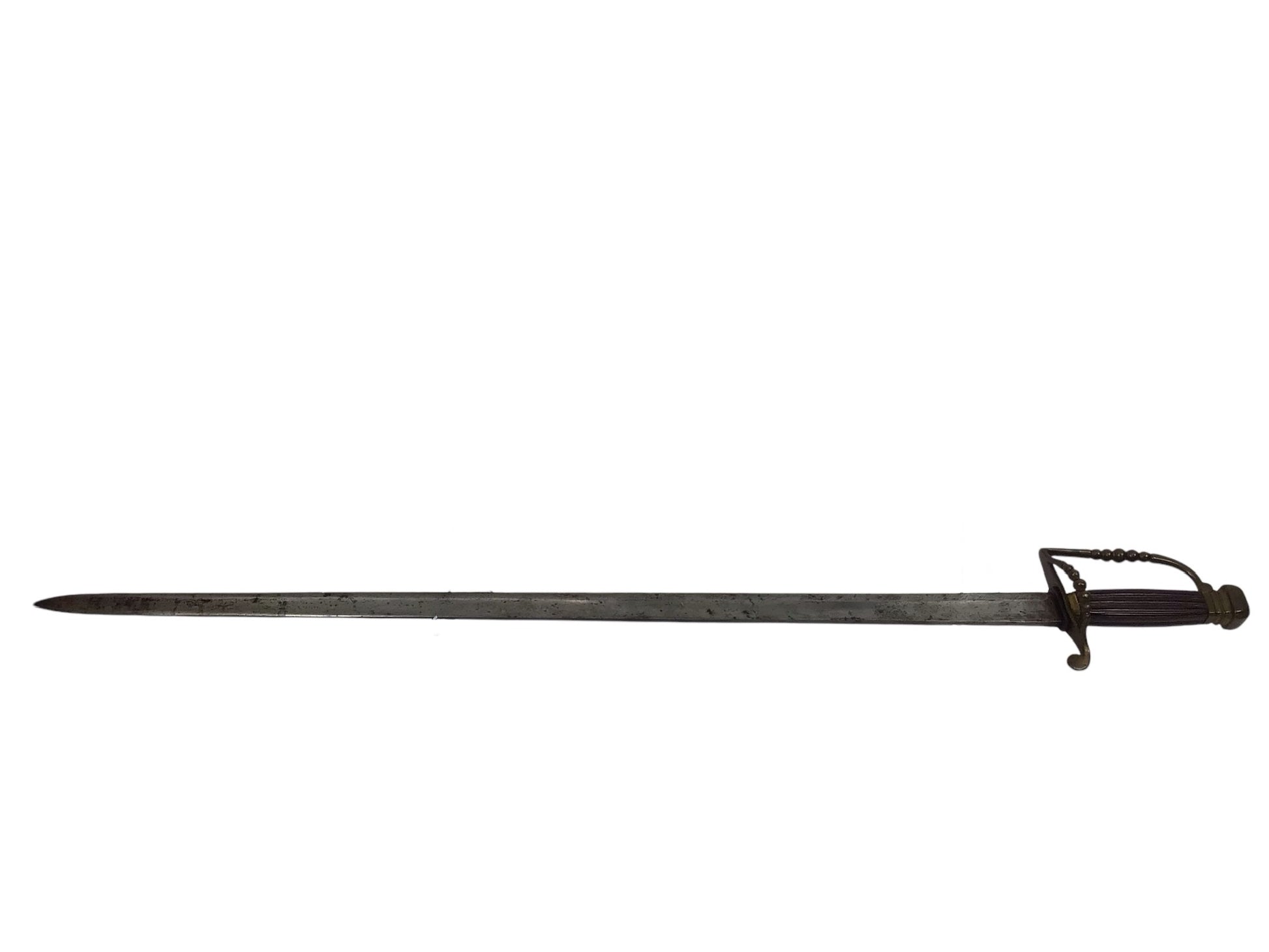 U.S. Rev War Spadroon Sword c.1780–1800 5-Ball Brass Hilt Stamped Blade