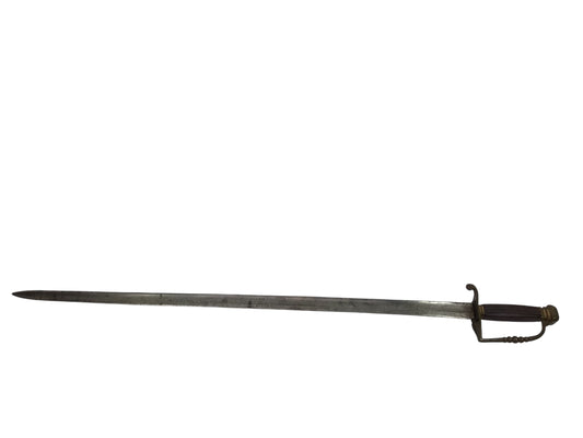 U.S. Rev War Spadroon Sword c.1780–1800 5-Ball Brass Hilt Stamped Blade