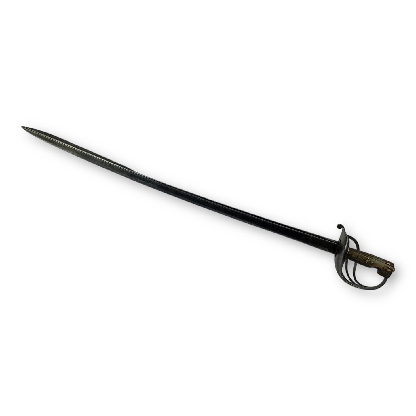 U.S. Revolution War Heavy Cavalry Sabre - Quill Tip, Bone & Brass Hilt