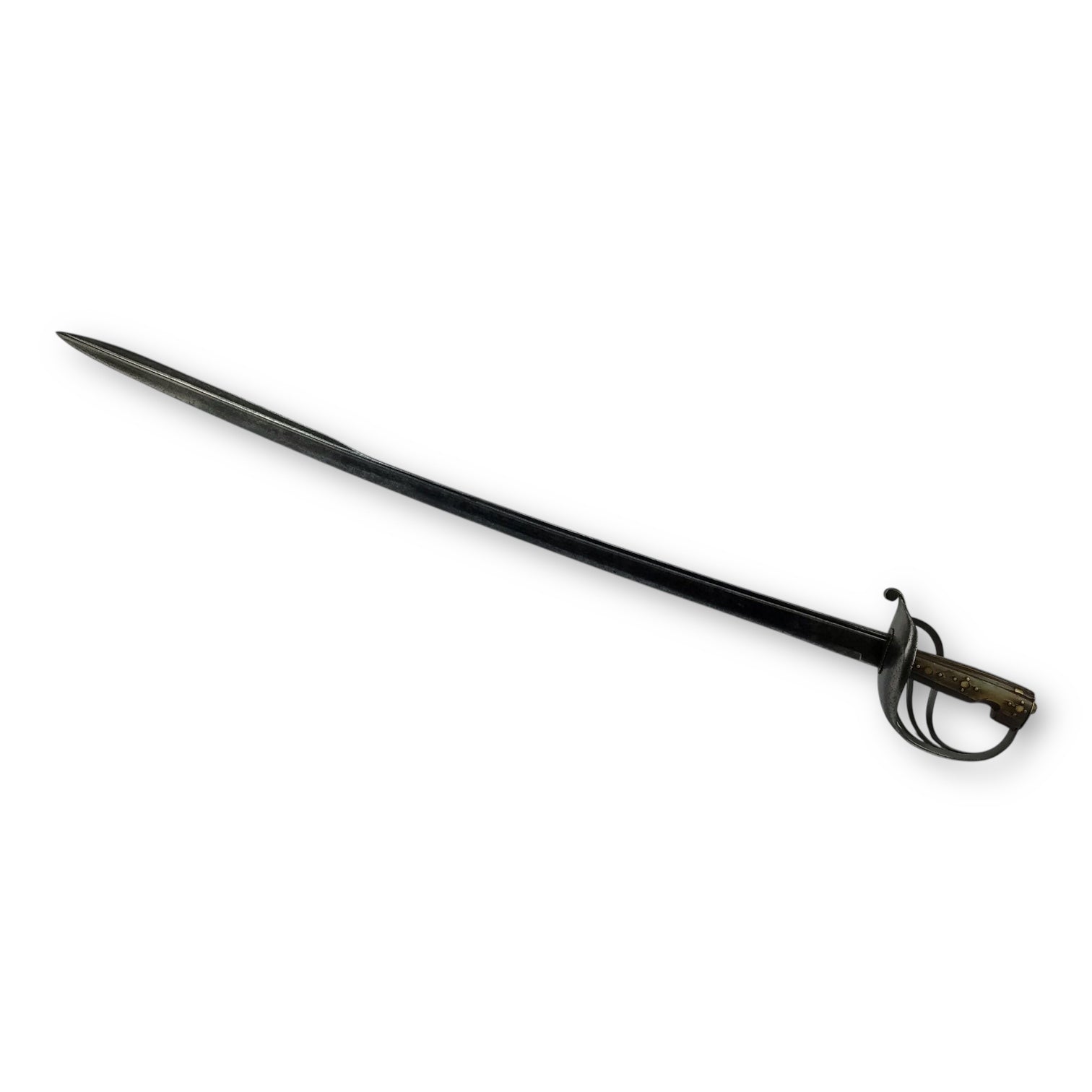 U.S. Revolution War Heavy Cavalry Sabre - Quill Tip, Bone & Brass Hilt