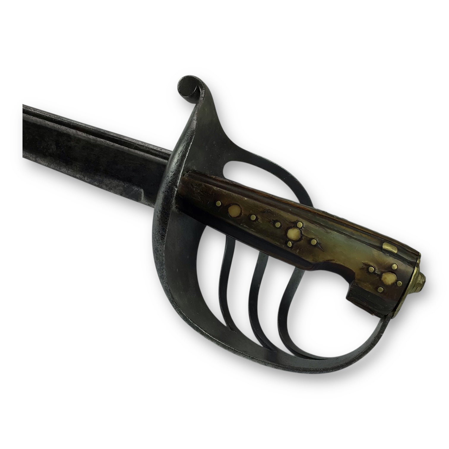 U.S. Revolution War Heavy Cavalry Sabre - Quill Tip, Bone & Brass Hilt