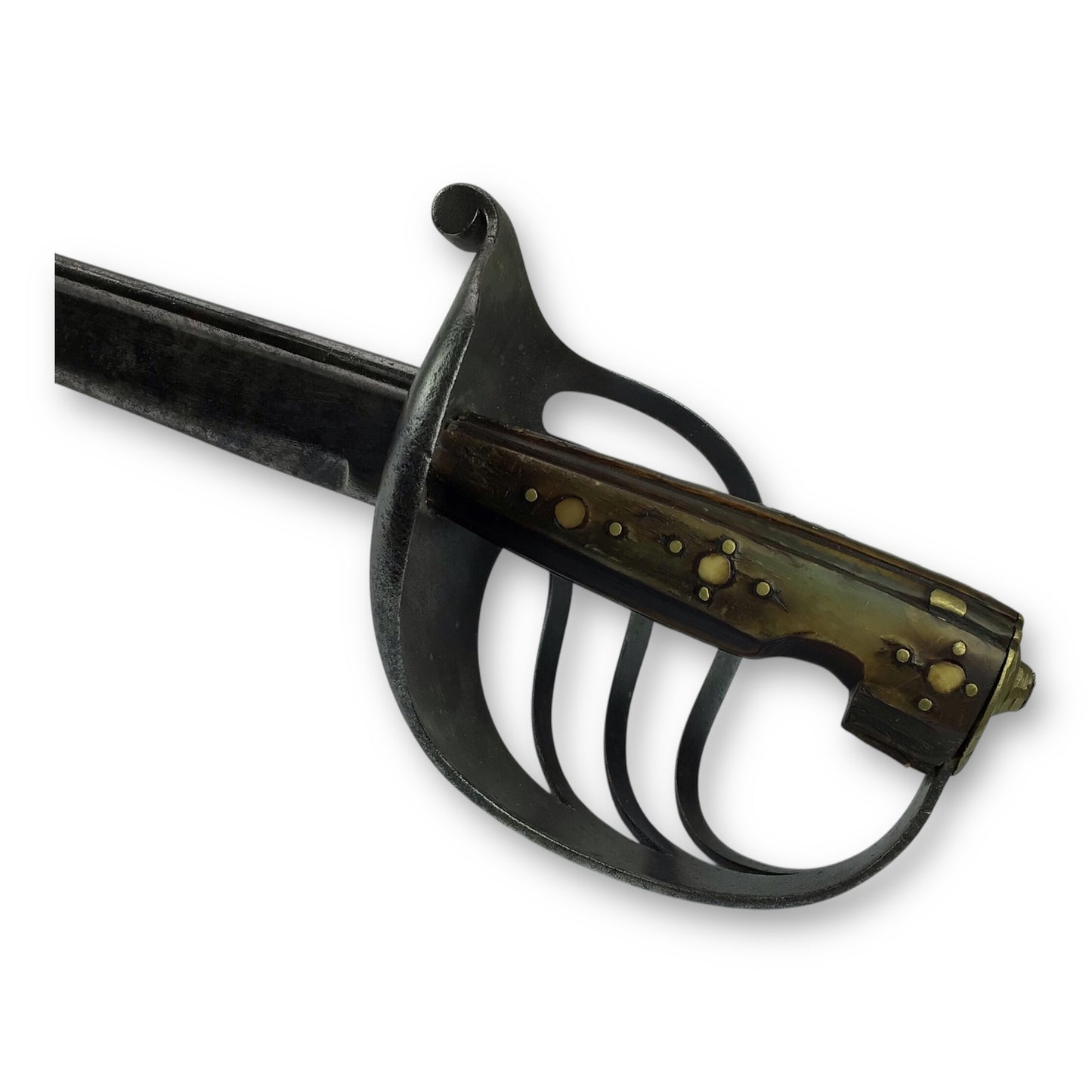 U.S. Revolution War Heavy Cavalry Sabre - Quill Tip, Bone & Brass Hilt