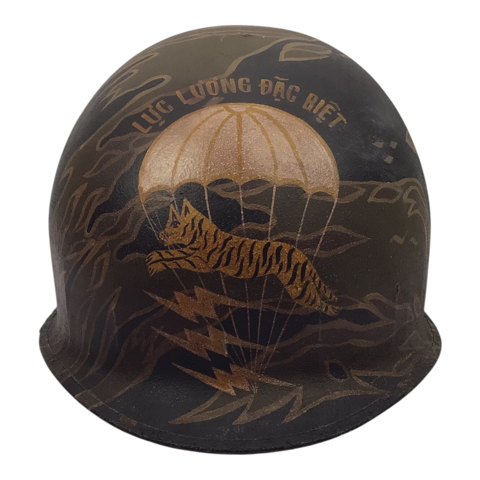 U.S. Vietnam War M1 Helmet ARVN Special Forces Paratrooper Named (Liner, no chinstrap)