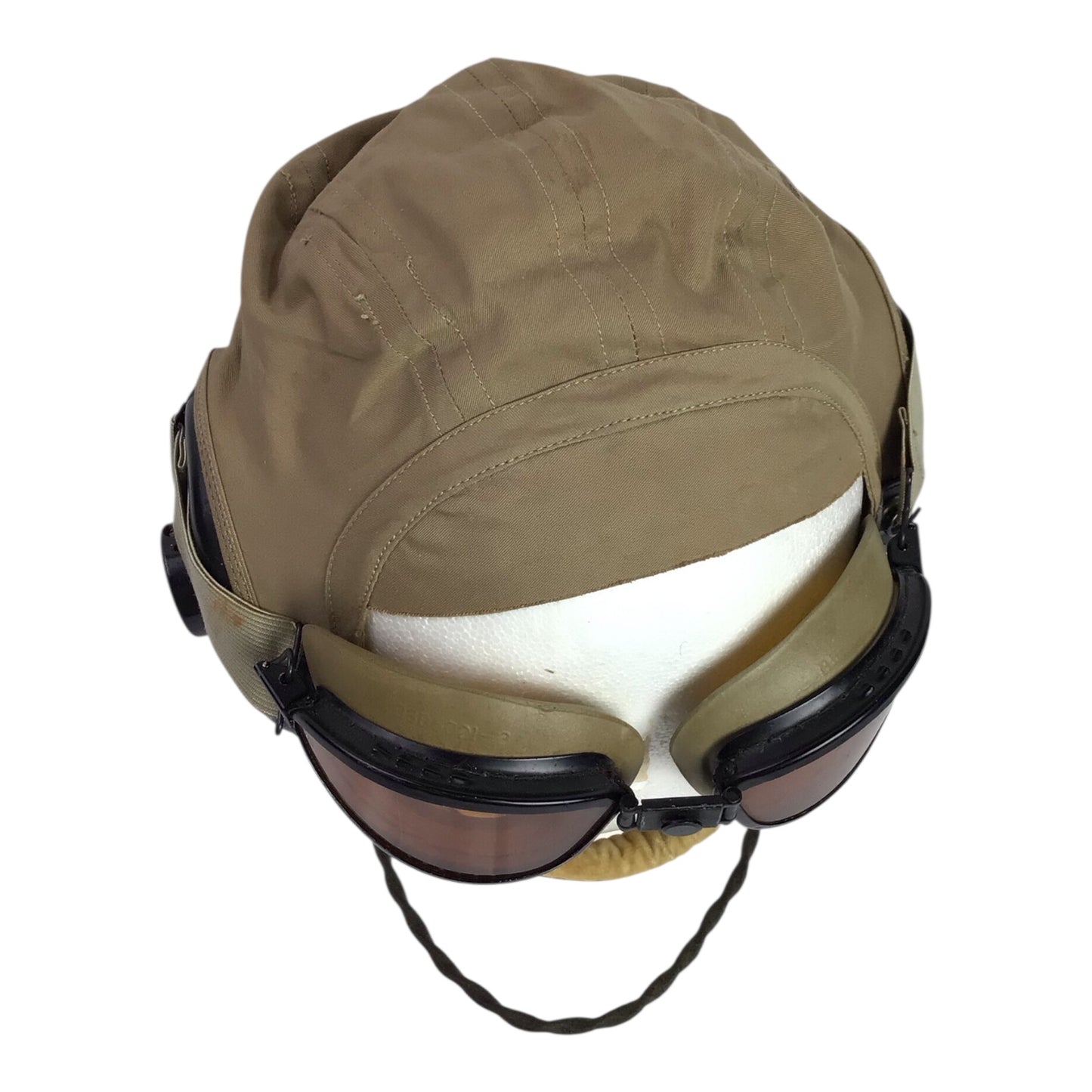U.S. WW2 Army Air Forces AN-H-15 Summer Flight Helmet with Polaroid Goggles & Radio Lead