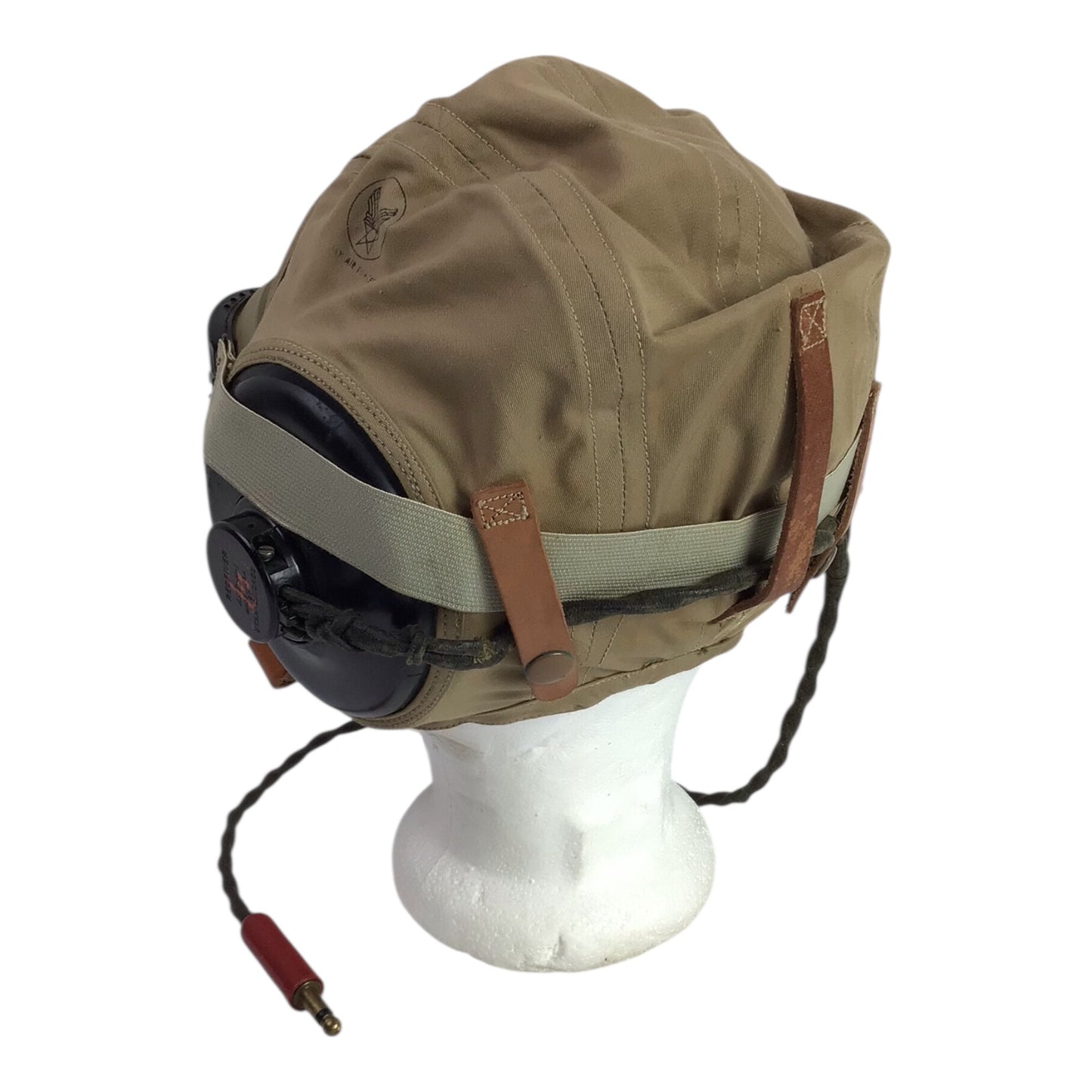 U.S. WW2 Army Air Forces AN-H-15 Summer Flight Helmet with Polaroid Goggles & Radio Lead