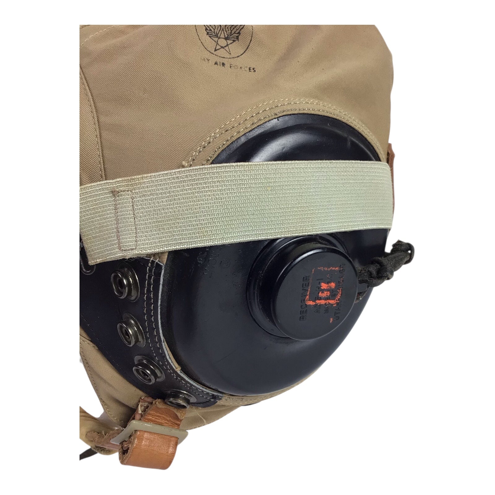 U.S. WW2 Army Air Forces AN-H-15 Summer Flight Helmet with Polaroid Goggles & Radio Lead