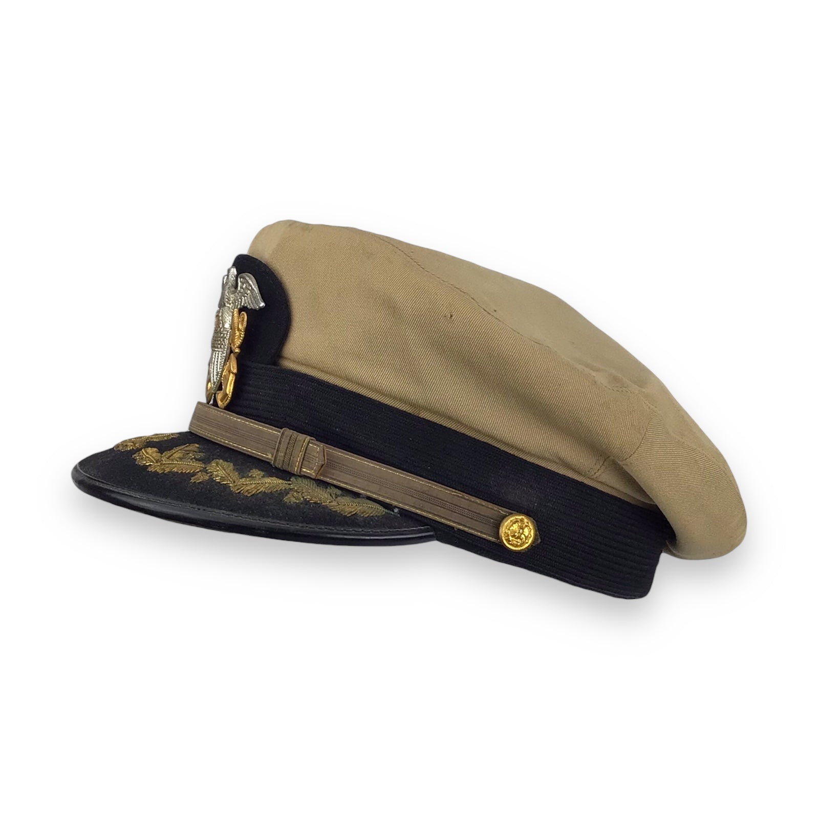 U.S. WW2 Navy Commander Visor Cap | Bancroft Zephyr Khaki Officer Cap