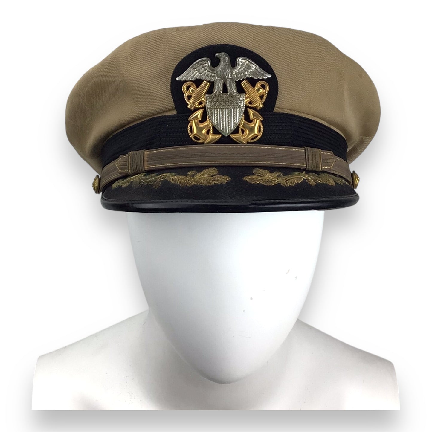 U.S. WW2 Navy Commander Visor Cap | Bancroft Zephyr Khaki Officer Cap