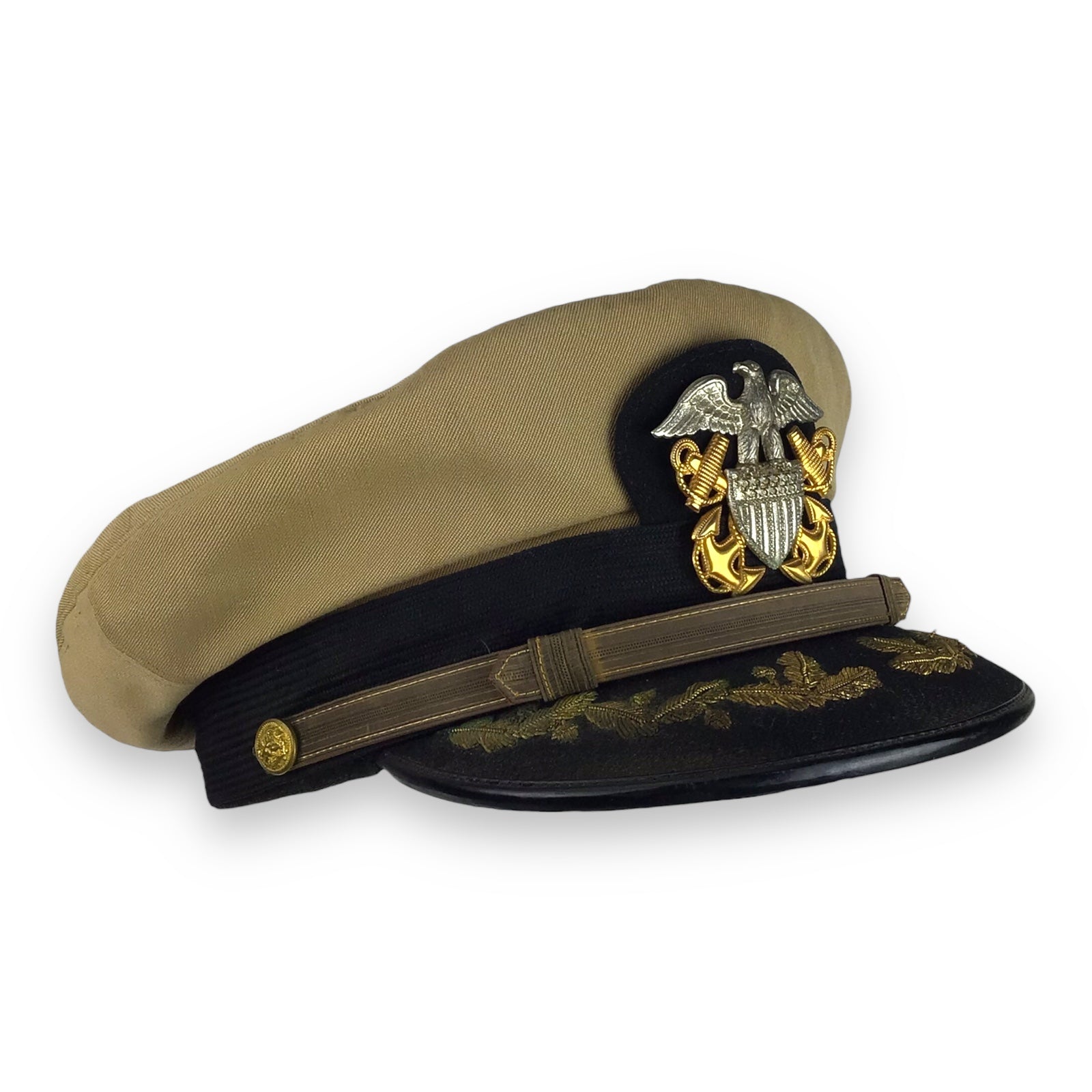U.S. WW2 Navy Commander Visor Cap | Bancroft Zephyr Khaki Officer Cap