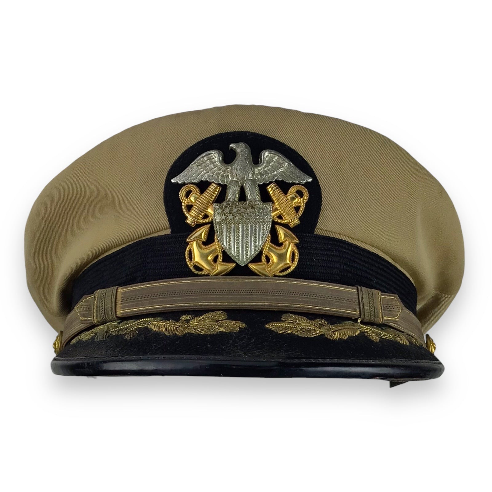 U.S. WW2 Navy Commander Visor Cap | Bancroft Zephyr Khaki Officer Cap